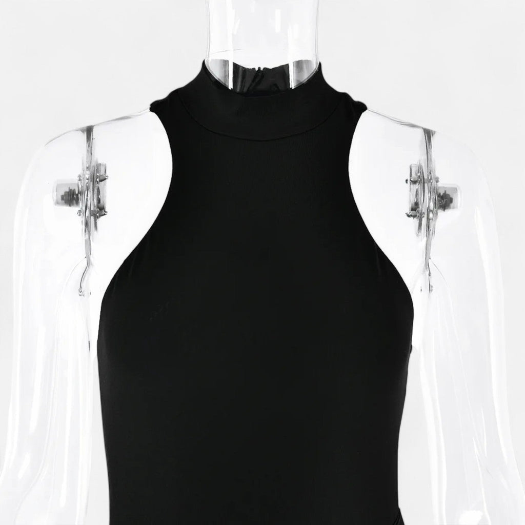 Volarno | Women’s Satin Hollow-Out Maxi Dress – Silken Flow, Sculpted Allure