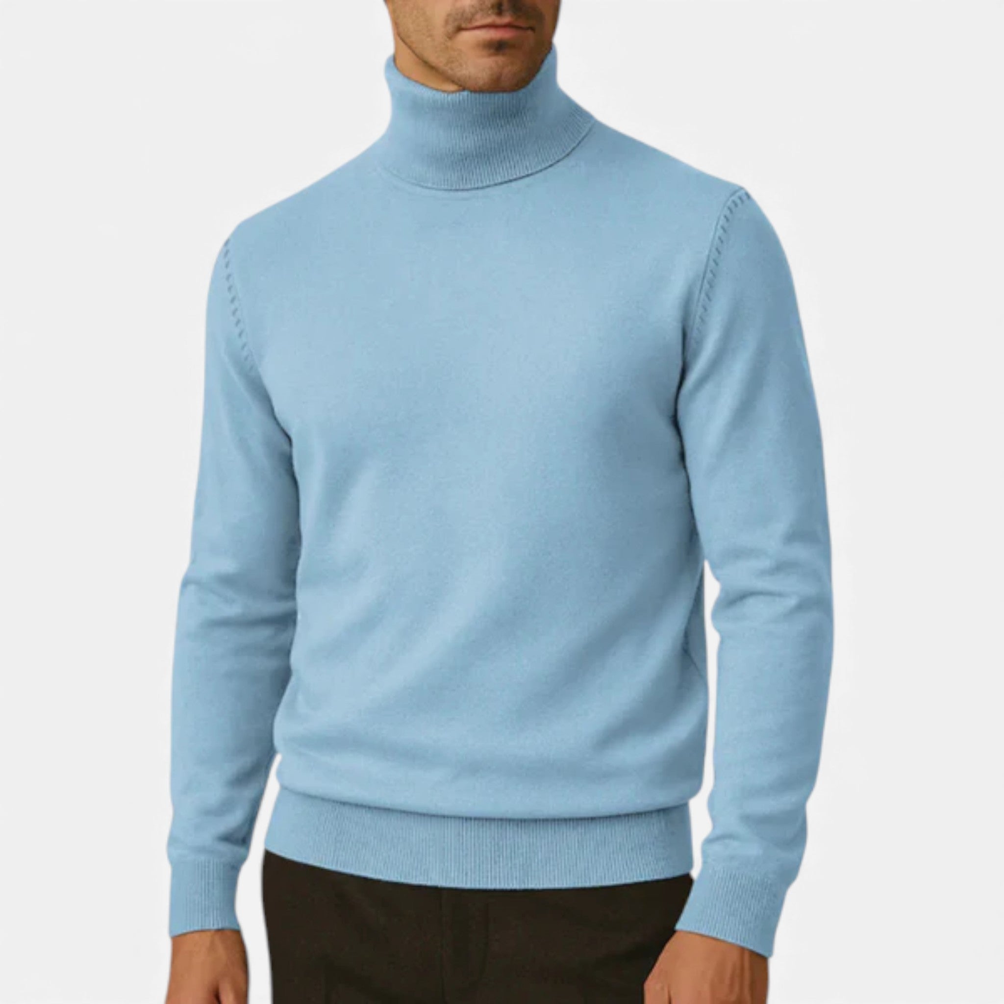 Volarno | Men’s Turtleneck Knit Pullover – Basil Edition