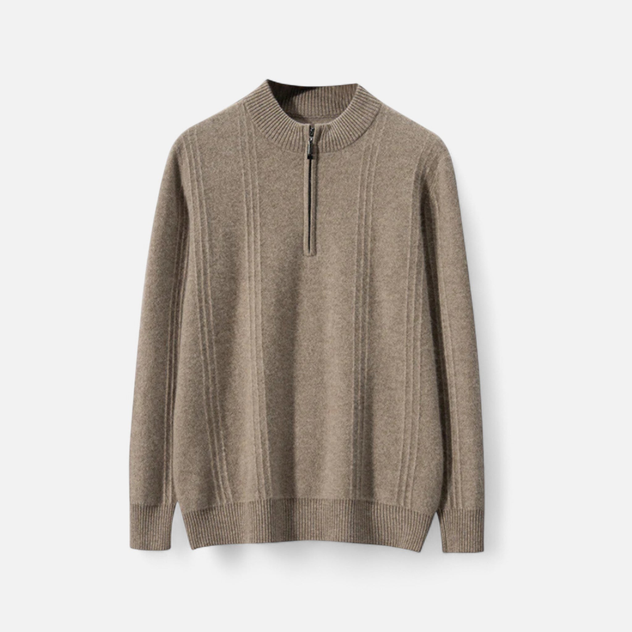 Volarno | Men’s Sweater – Cashmere Ribbed Half-Zip Elegance