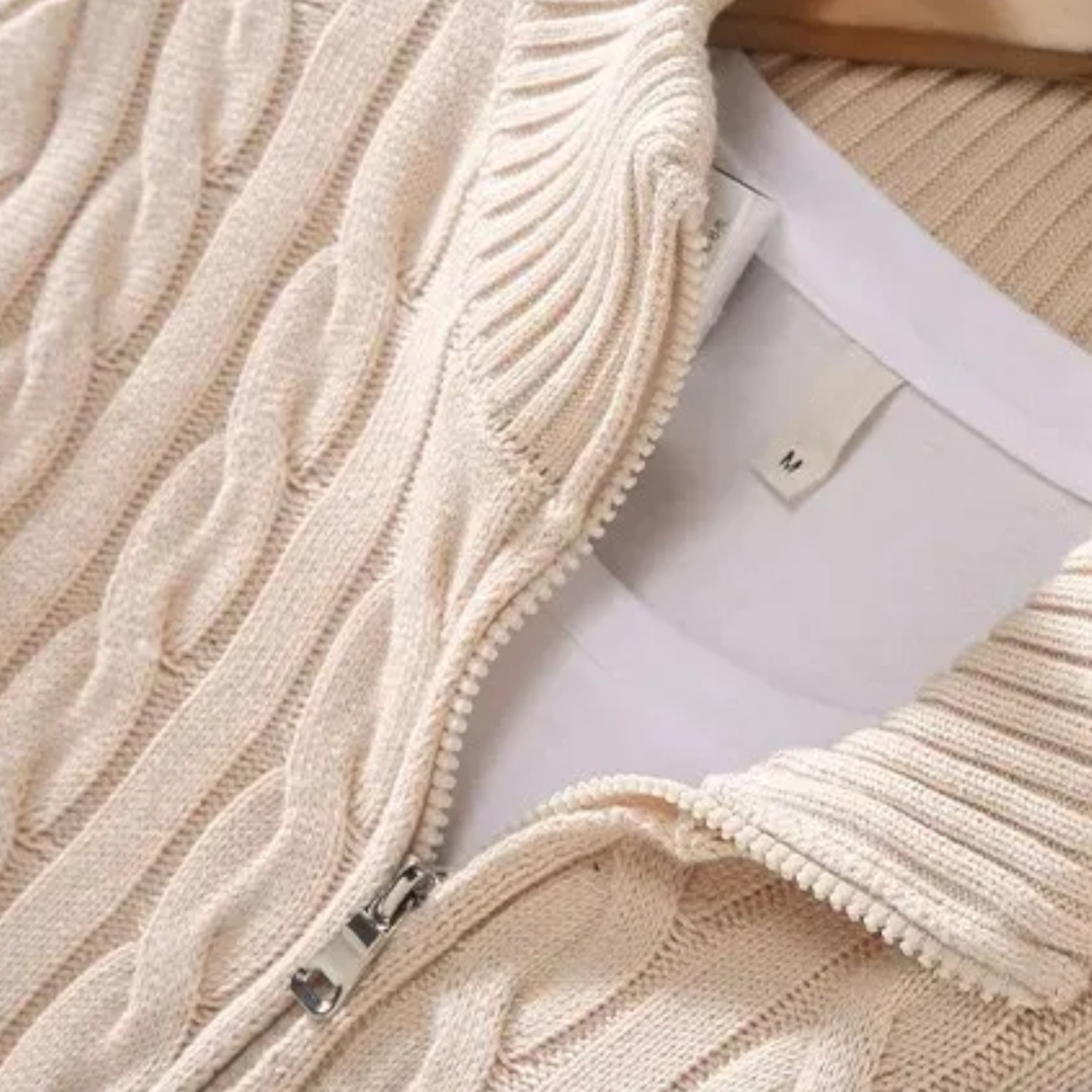 Volarno | Men’s Thick-Knit Turtleneck Zip Sweater