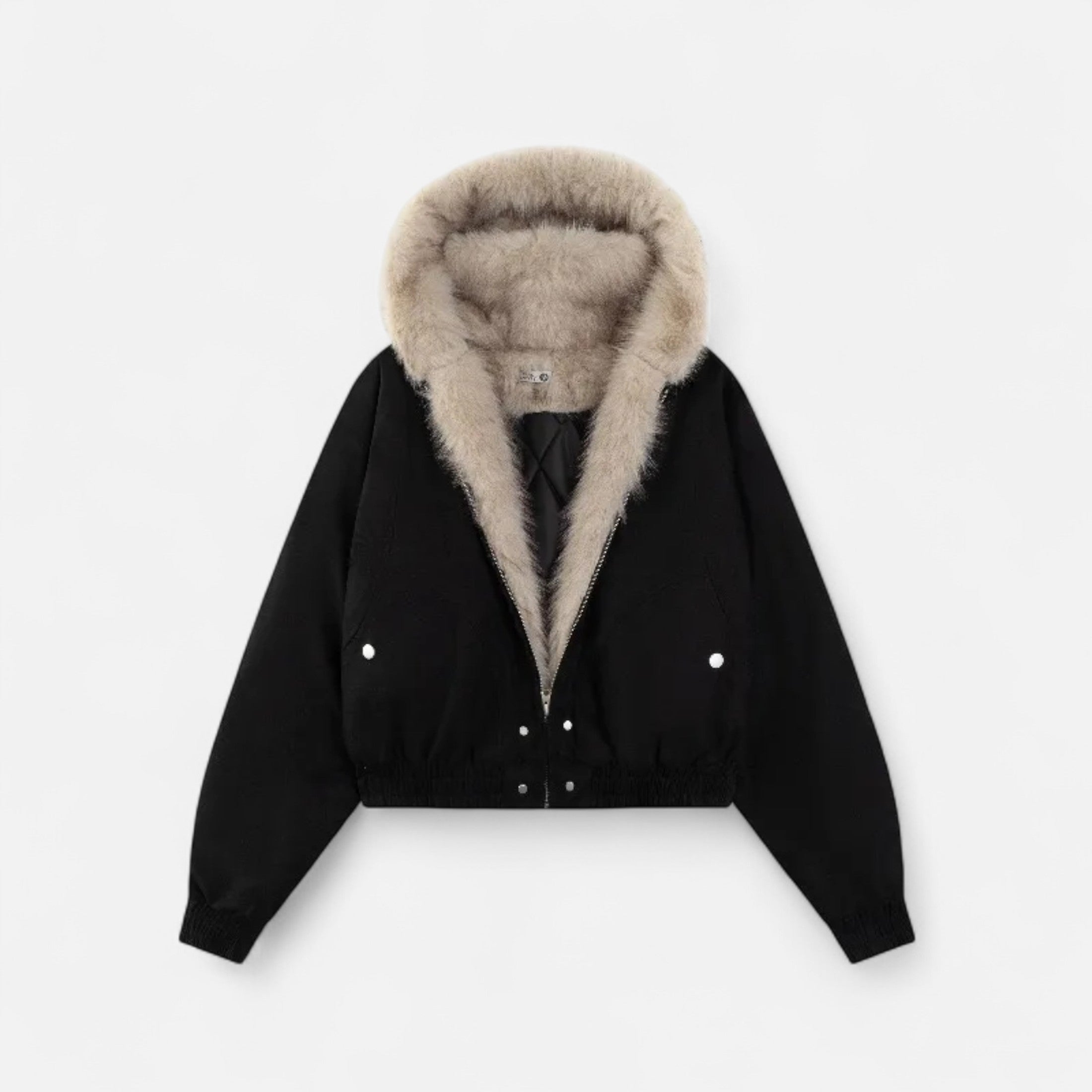 Volarno | Women’s Winter Hooded Coat – Fur Collar Vintage Style