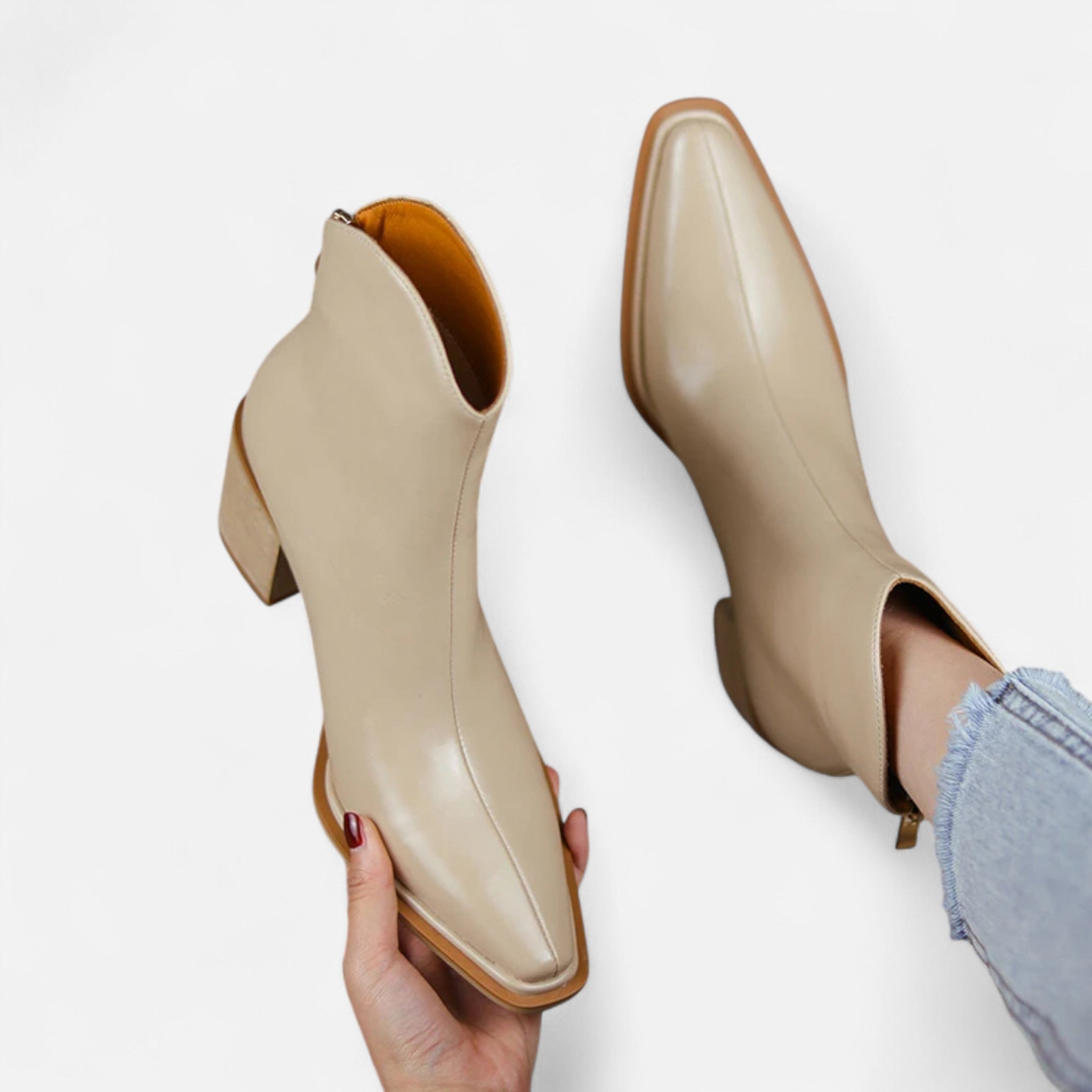 Volarno | Women’s Pointed Toe PU Leather Heeled Boots