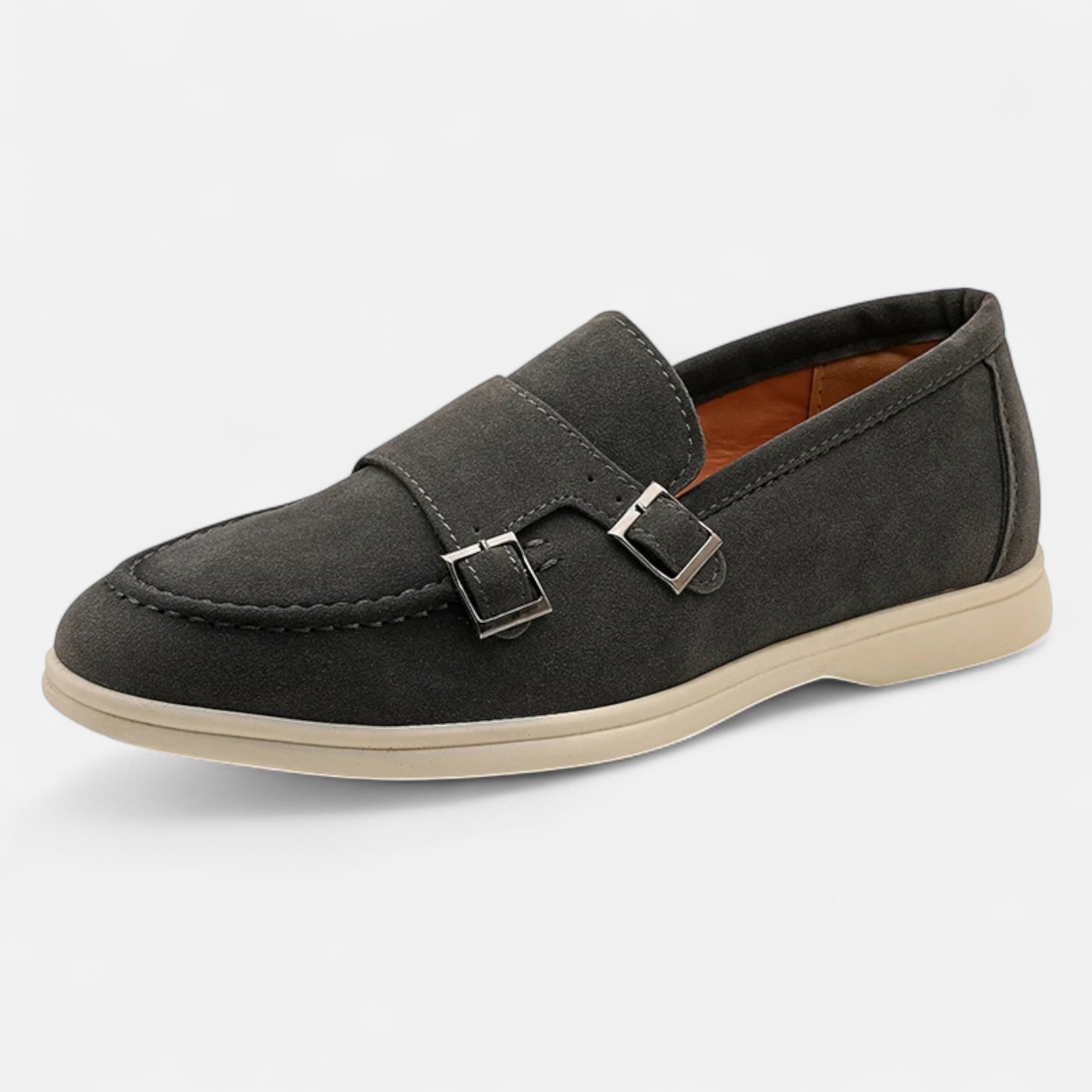 Volarno | Men’s Suede Monk Strap Loafers – Slip-On Elegance
