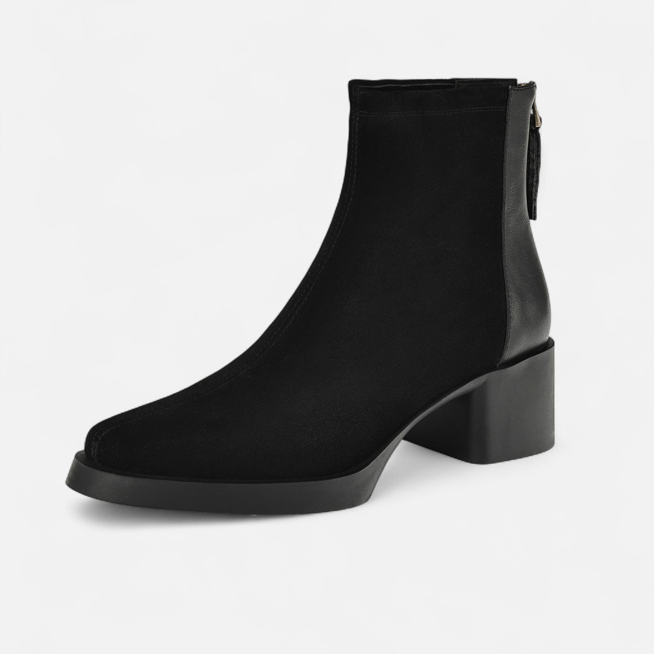 Volarno | Women’s Suede Ankle Boots – Square Toe Mid-Heel