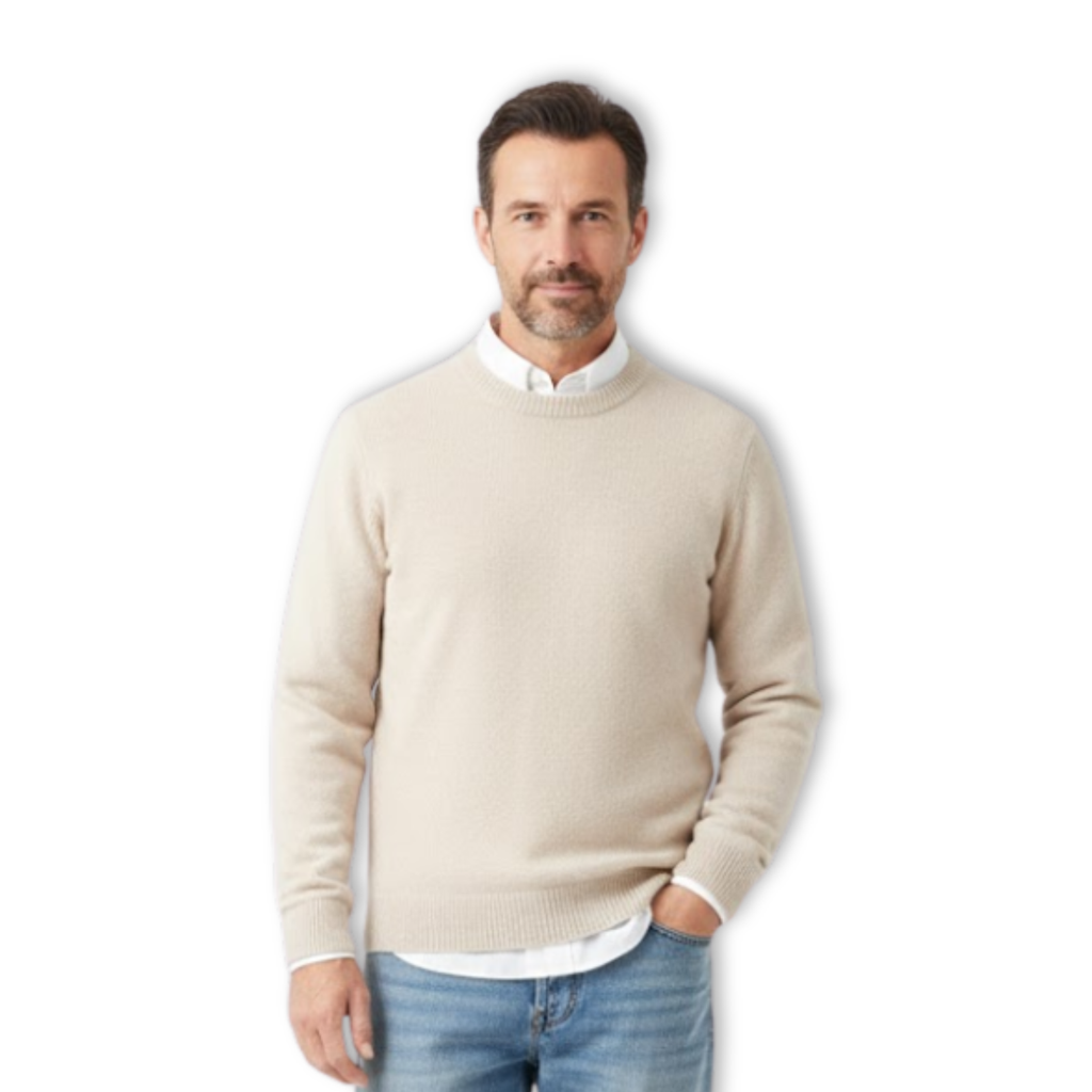 Volarno | Cashmere Sweater O-neck Pullovers Men's Loose Oversized Knitted Bottom Shirt
