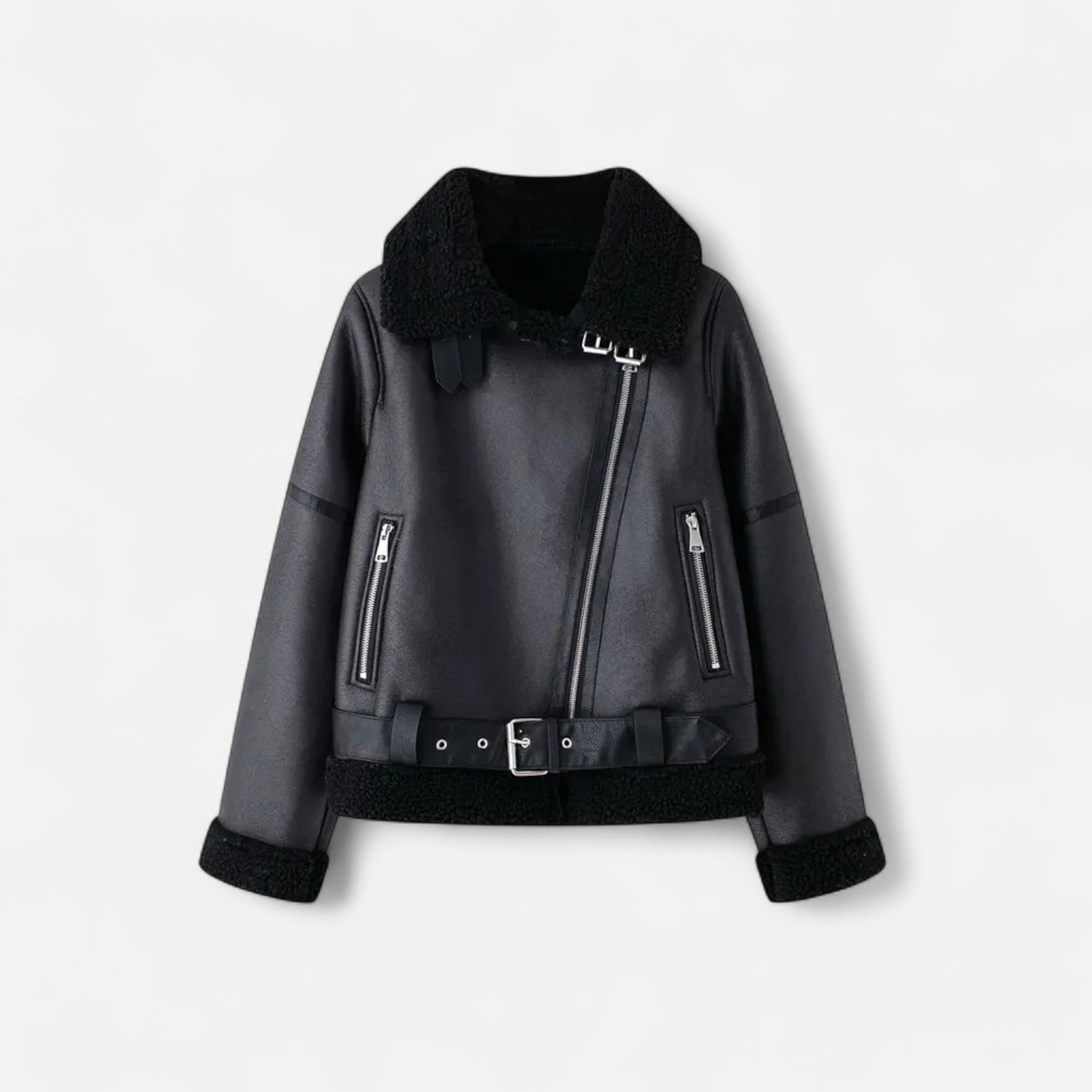 Volarno | Women’s Autumn Belted Leather Jacket
