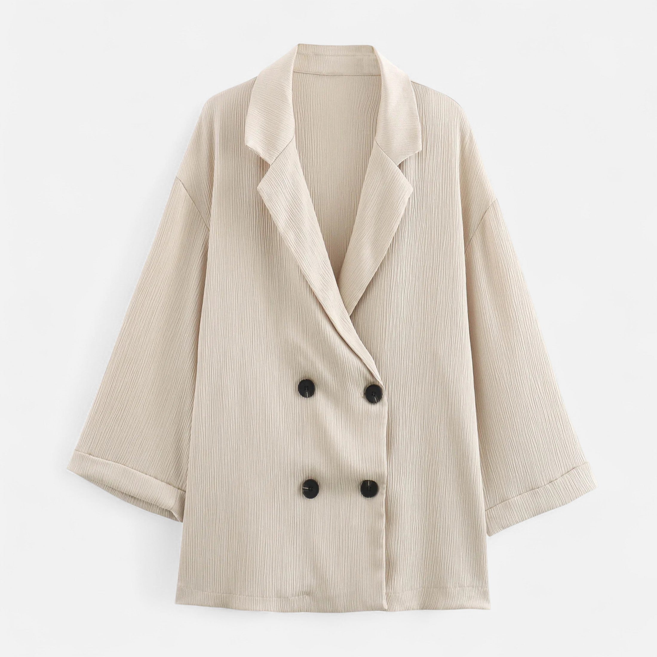 Volarno | Women’s Wrinkled Suit Jacket & Pants Set – Sculpted Autumn Elegance