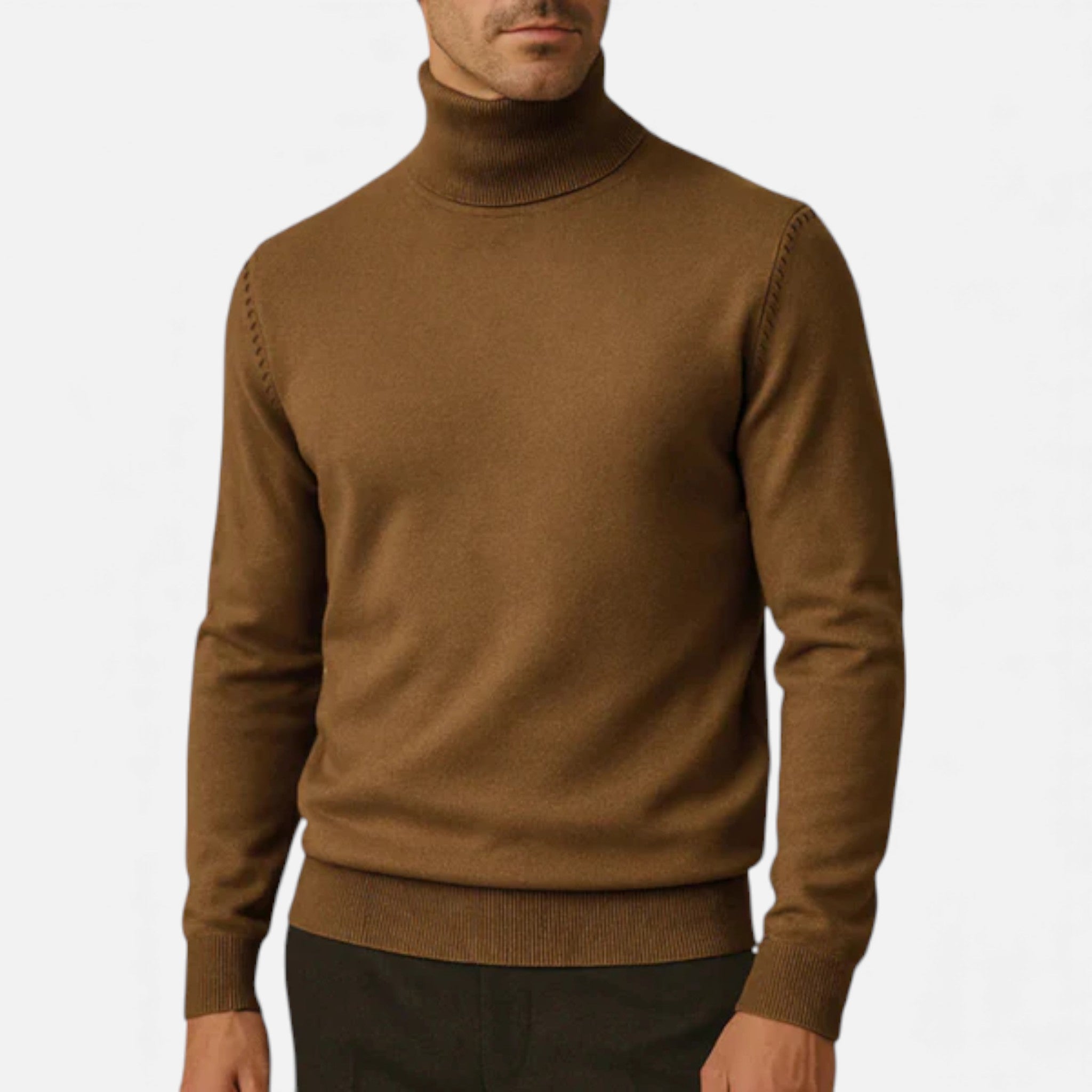 Volarno | Men’s Turtleneck Knit Pullover – Basil Edition