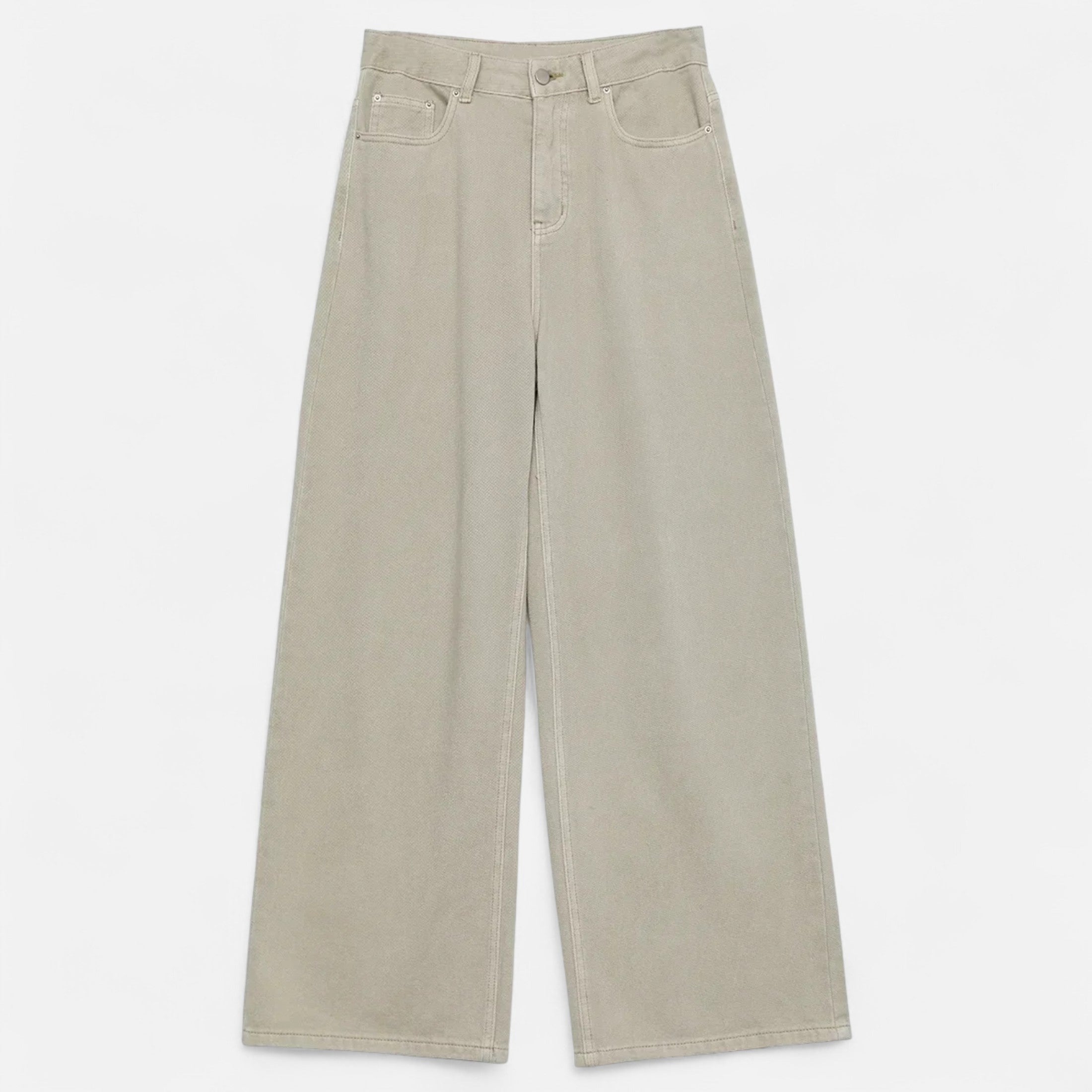 Volarno | Women’s High-Waist Cotton Trousers – Wide Leg Elegance
