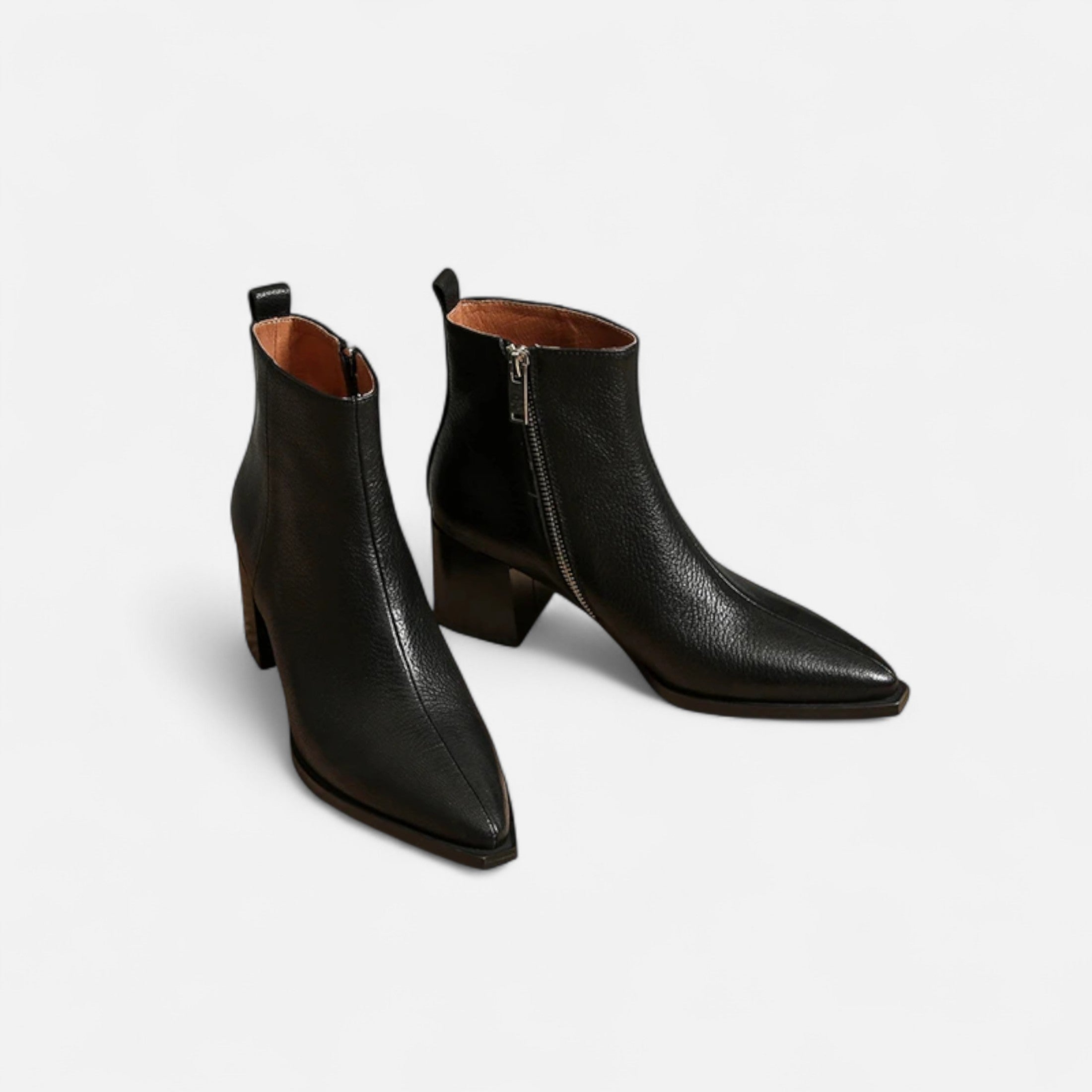 Volarno | Women’s Genuine Leather Chelsea Boots – Pointed Toe Square Heel