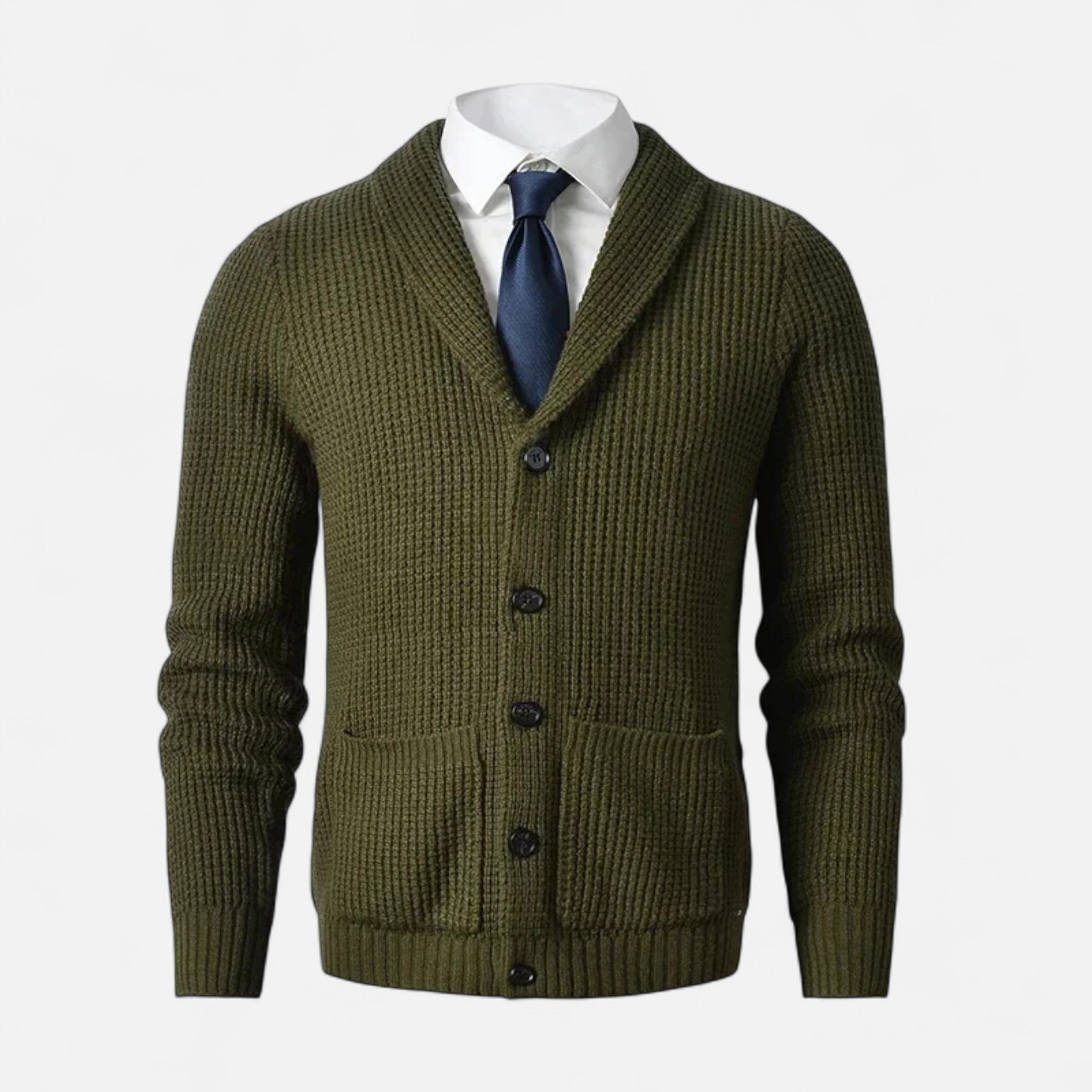Volarno | Men’s Button-Up Premium Wool Cardigan – Classic Slim Fit Style