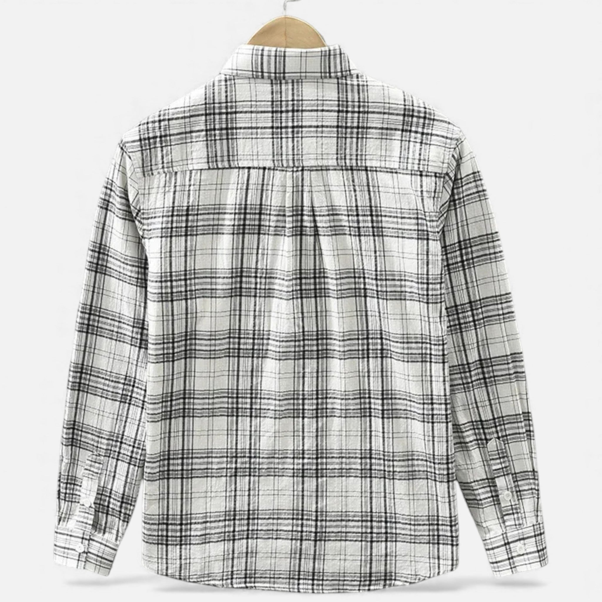 Volarno | Men’s Plaid Long-Sleeve Loose Shirt with Pocket