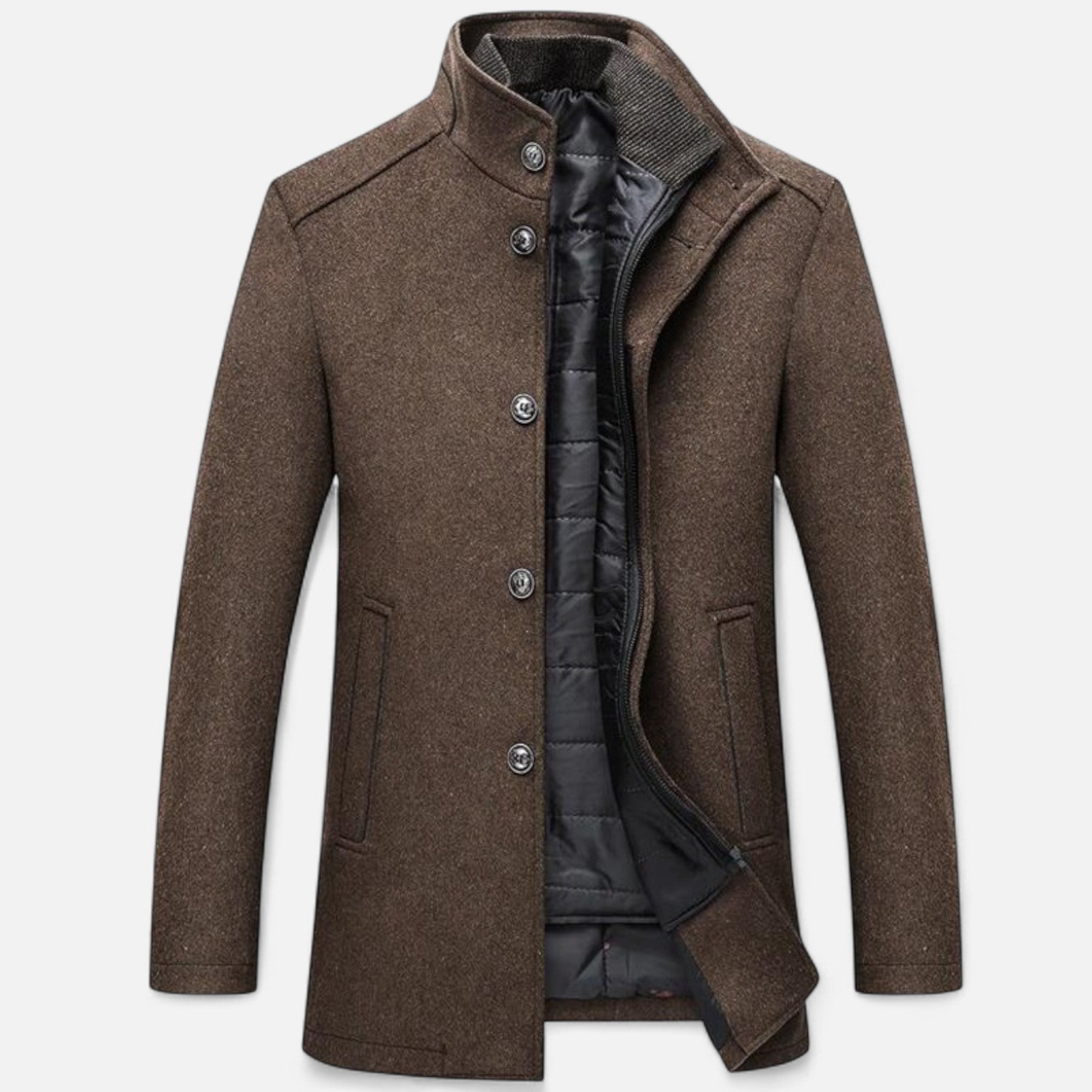 Volarno | Men’s Long Wool Overcoat with Vest