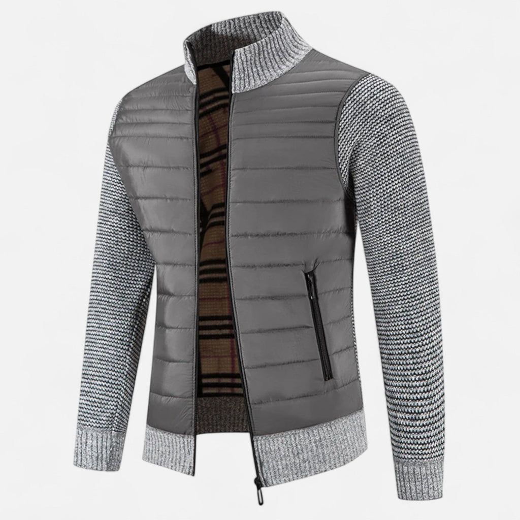 Volarno | Men’s Fleece Stand-Collar Patchwork Jacket