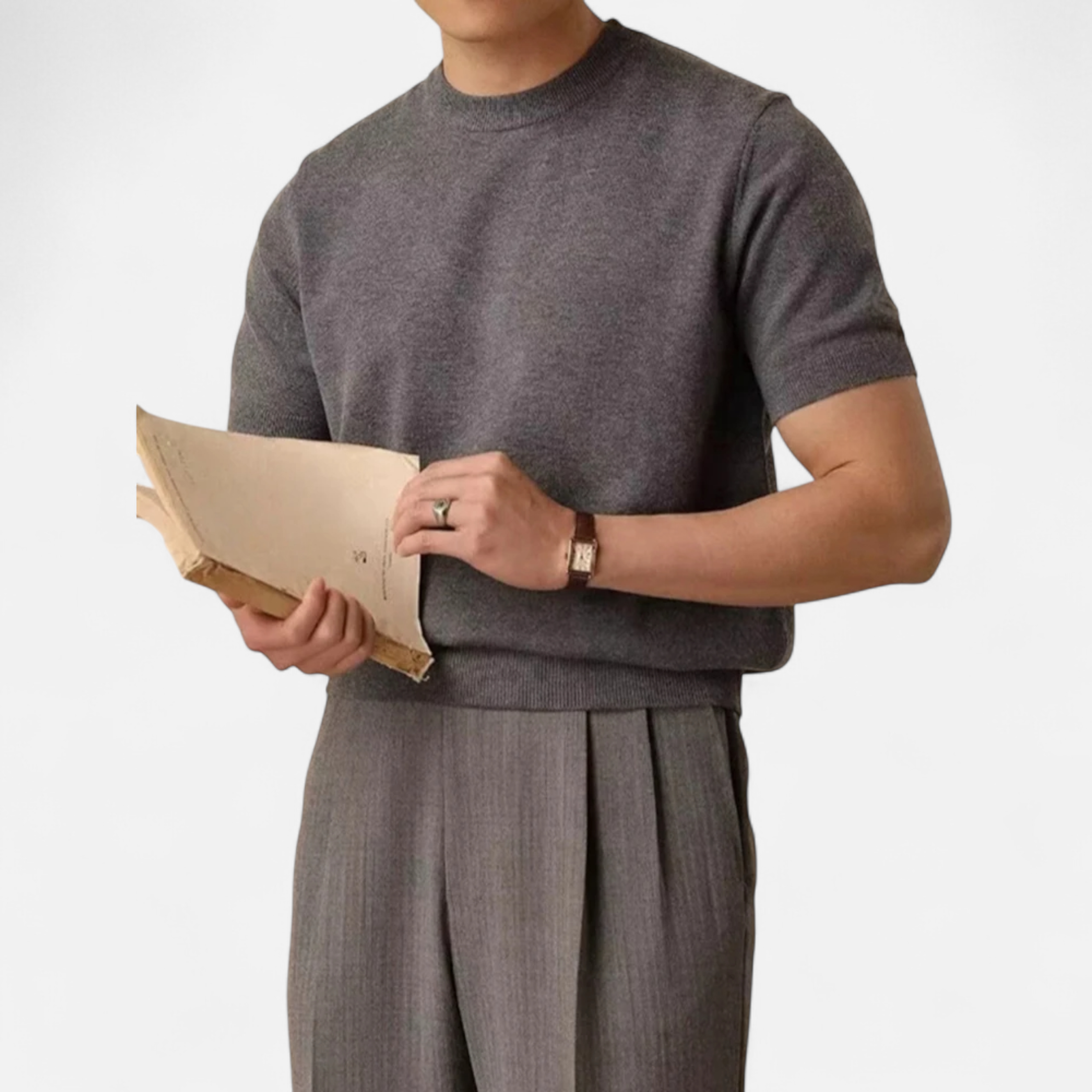 Volarno | Men’s Slim-Fit Knitted T-Shirt