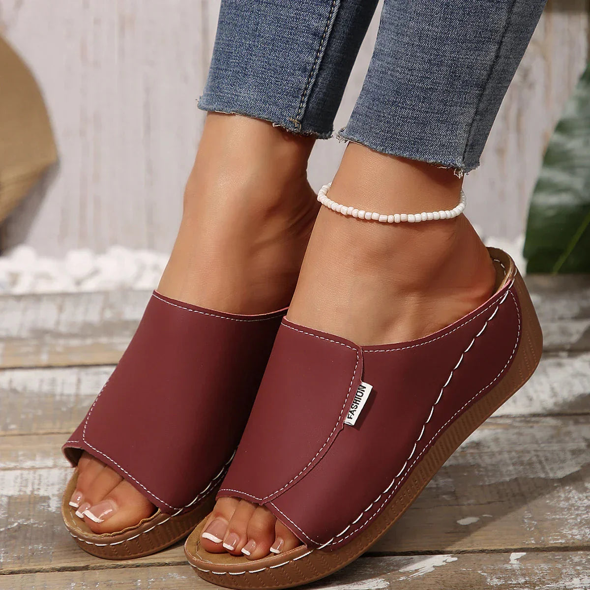 Volarno | Casual Slip-On Sandals with Mid-Heel Platform