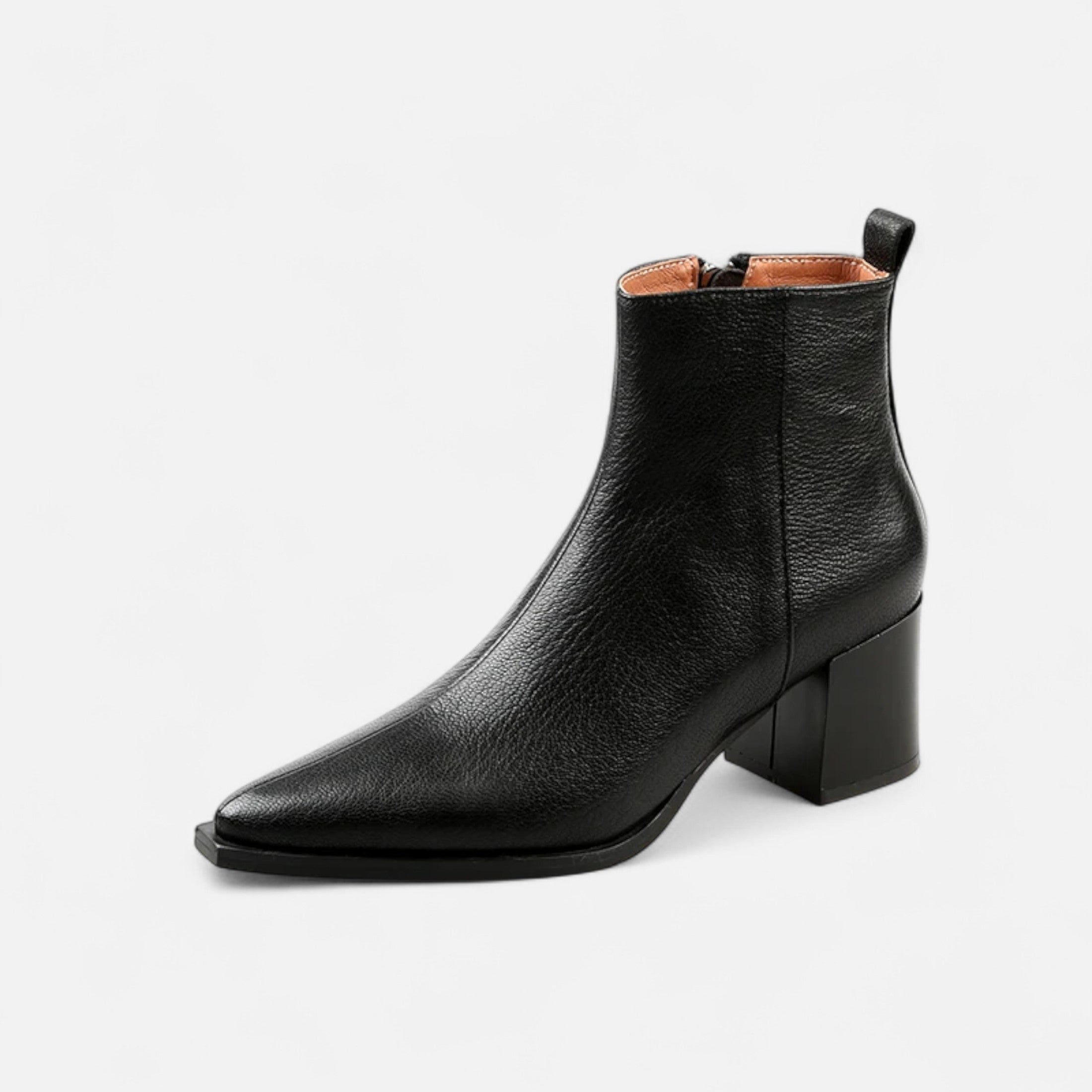 Volarno | Women’s Genuine Leather Chelsea Boots – Pointed Toe Square Heel