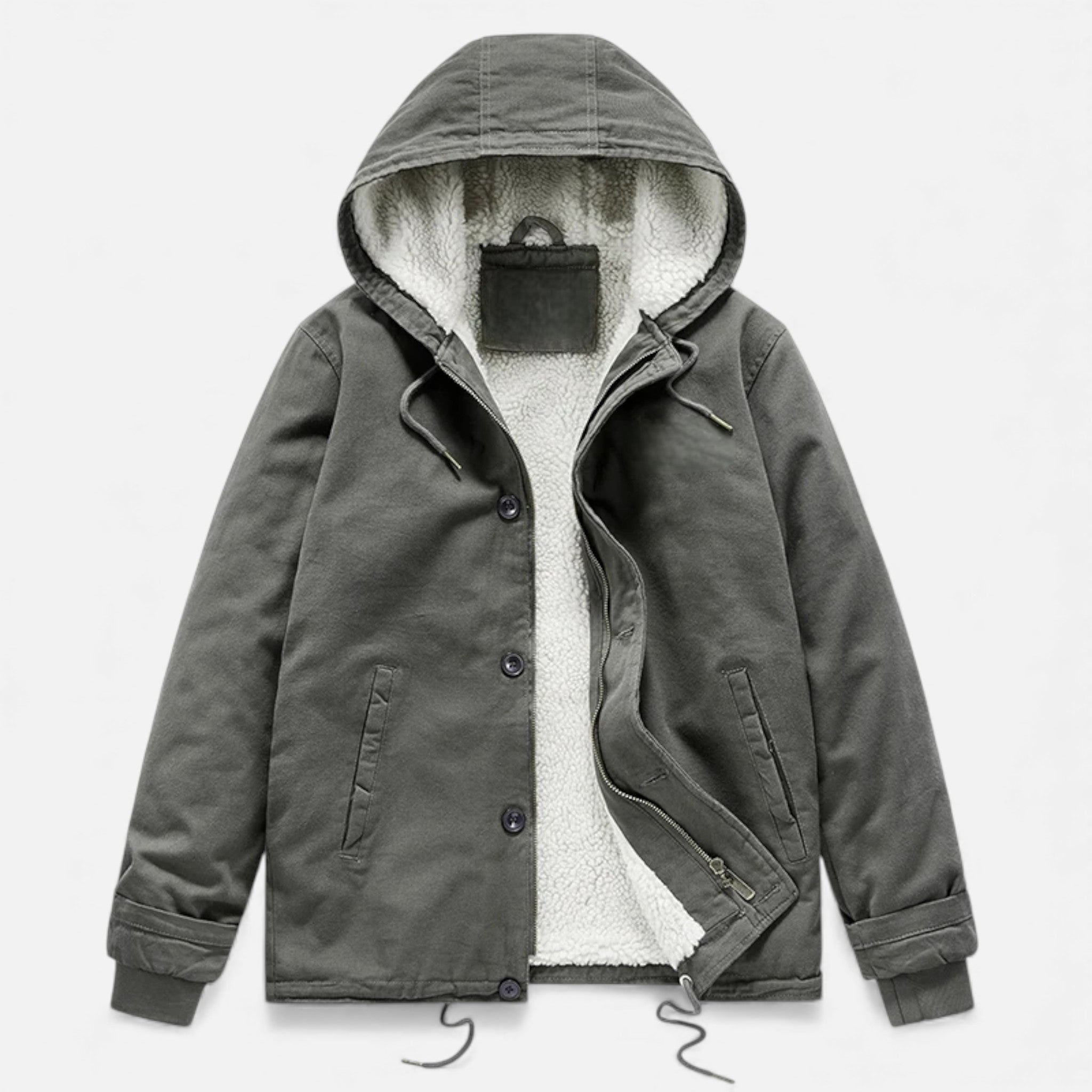 Volarno | Men’s Lamb Fleece Hooded Winter Coat