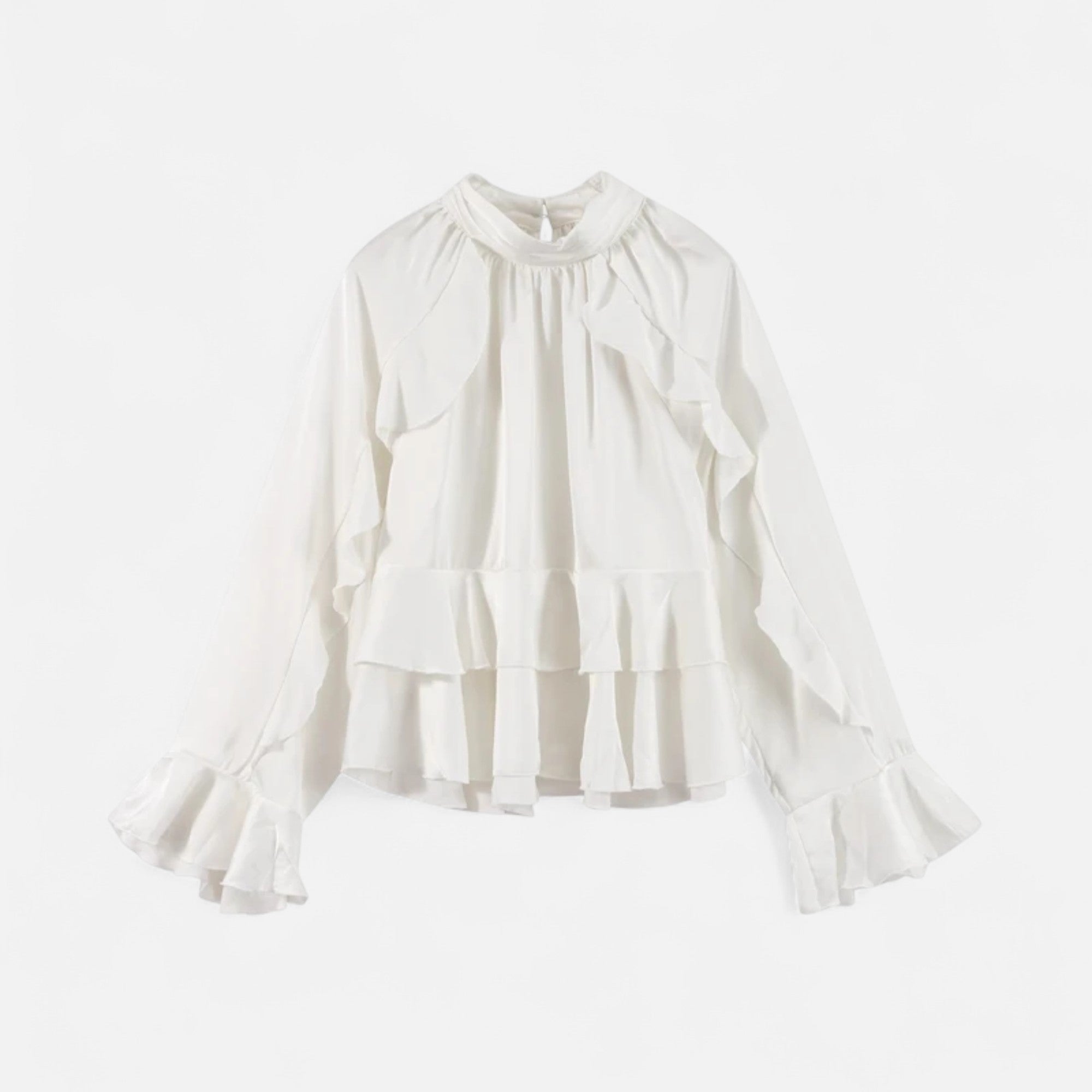 Volarno | Women's Elegant Chiffon Ruffled Blouse