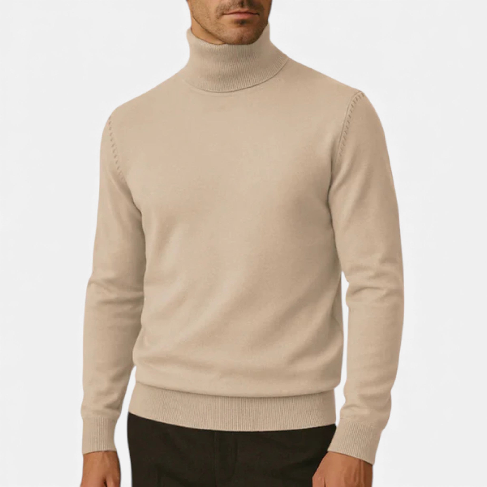 Volarno | Men’s Turtleneck Knit Pullover – Basil Edition