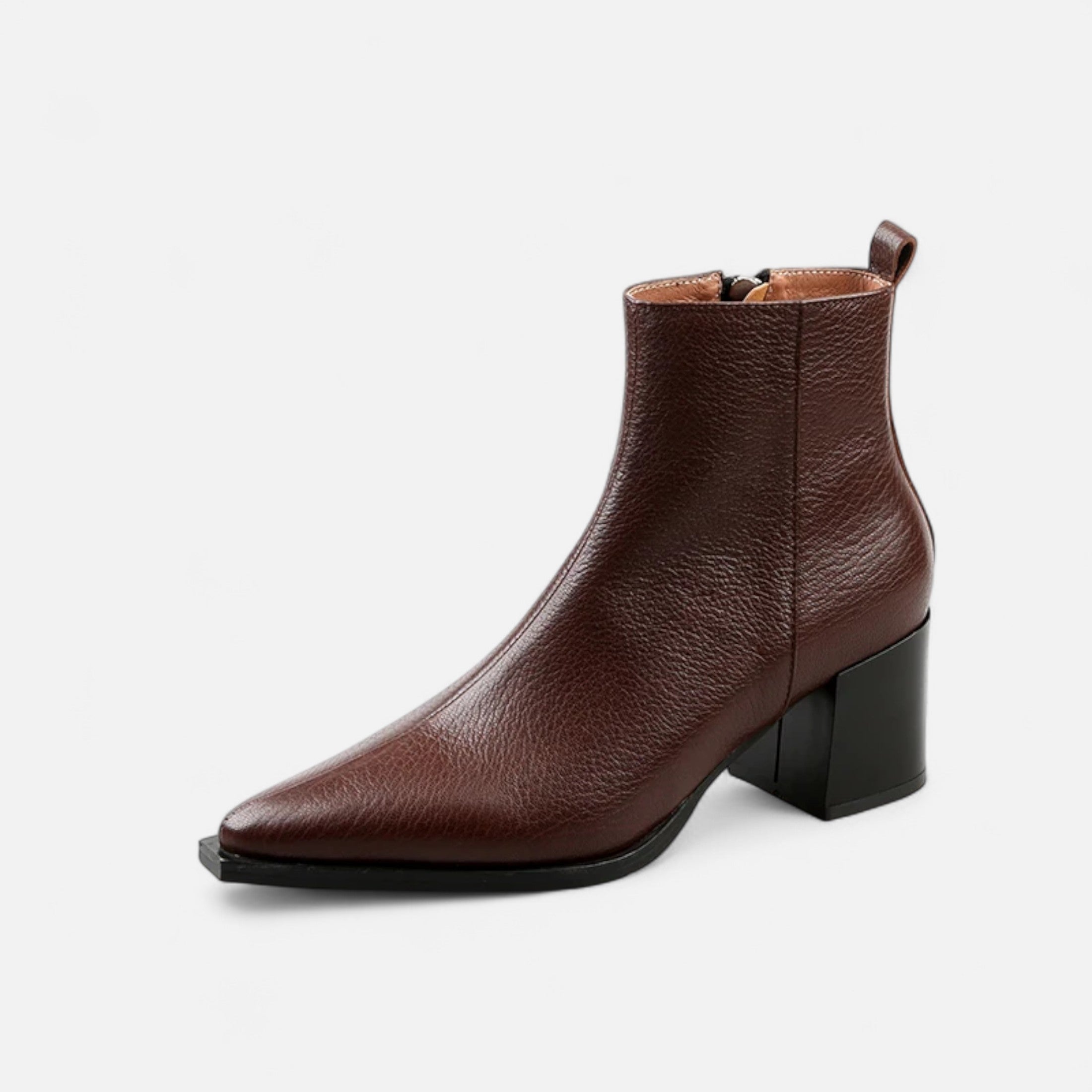 Volarno | Women’s Genuine Leather Chelsea Boots – Pointed Toe Square Heel