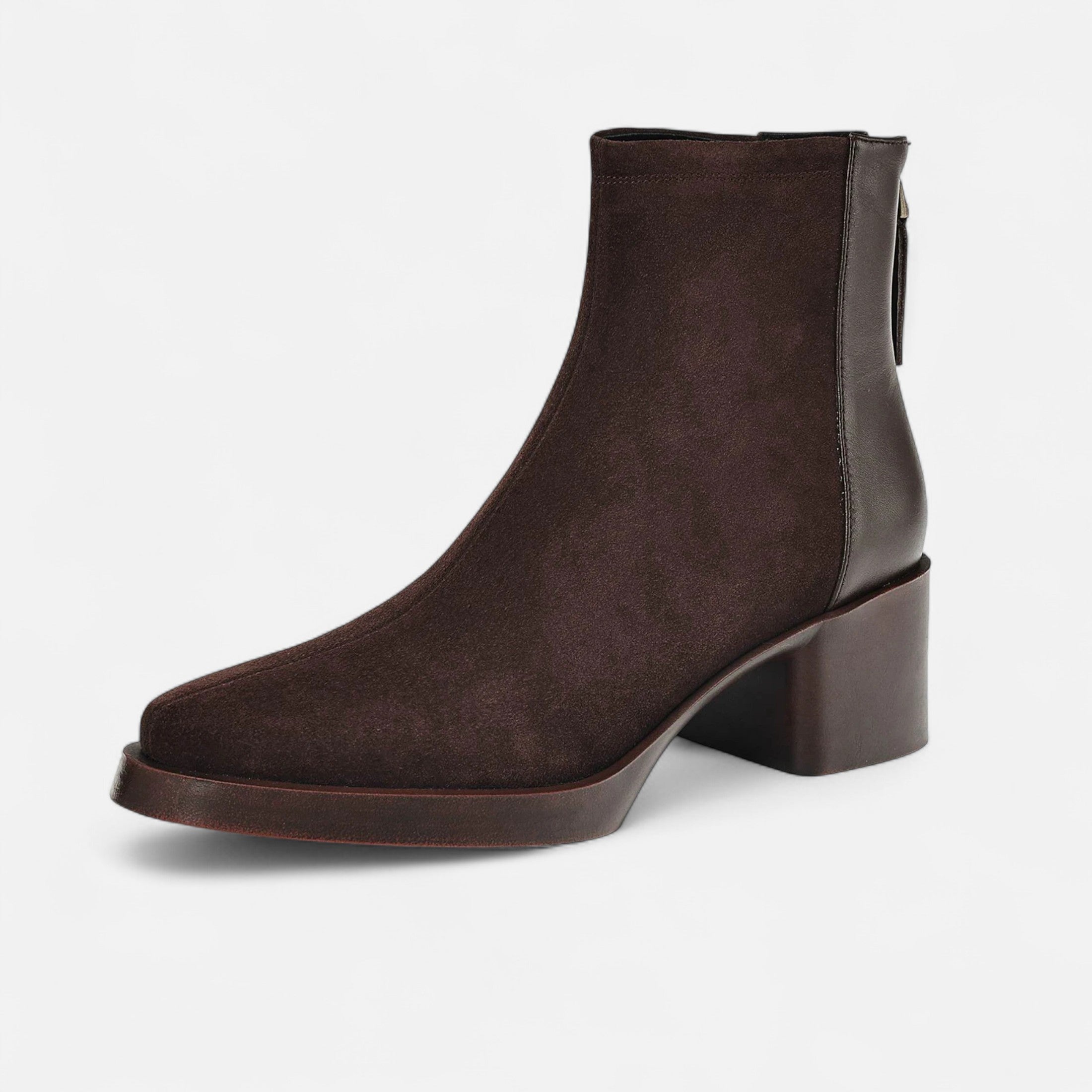 Volarno | Women’s Suede Ankle Boots – Square Toe Mid-Heel
