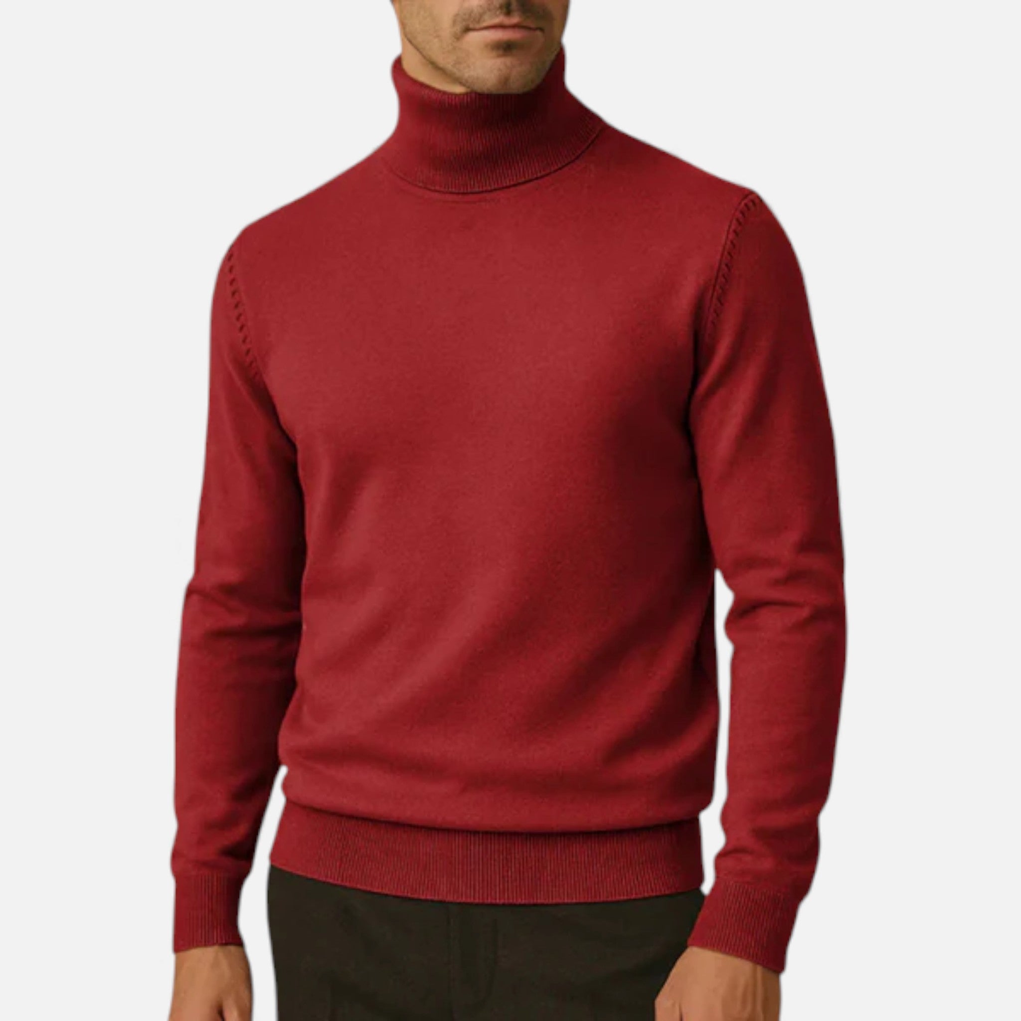 Volarno | Men’s Turtleneck Knit Pullover – Basil Edition