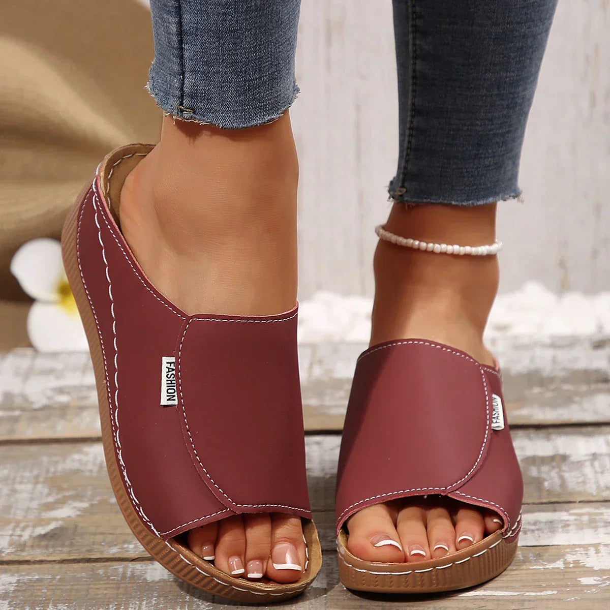 Volarno | Casual Slip-On Sandals with Mid-Heel Platform