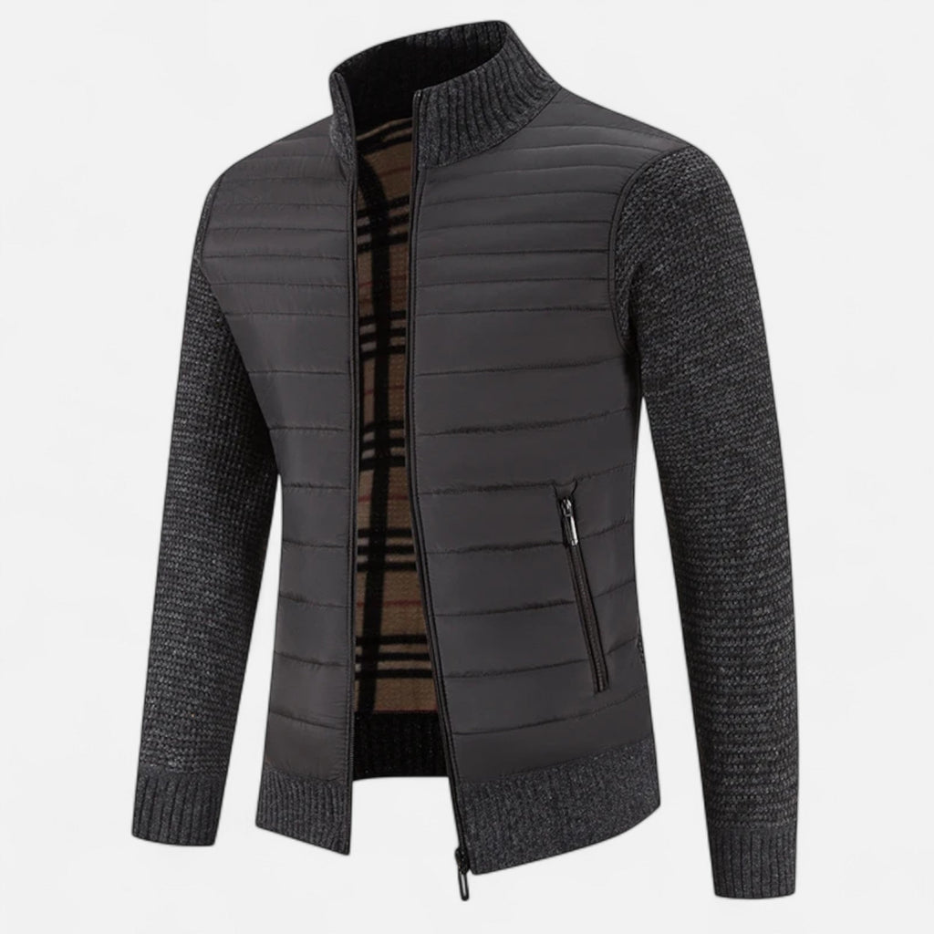 Volarno | Men’s Fleece Stand-Collar Patchwork Jacket