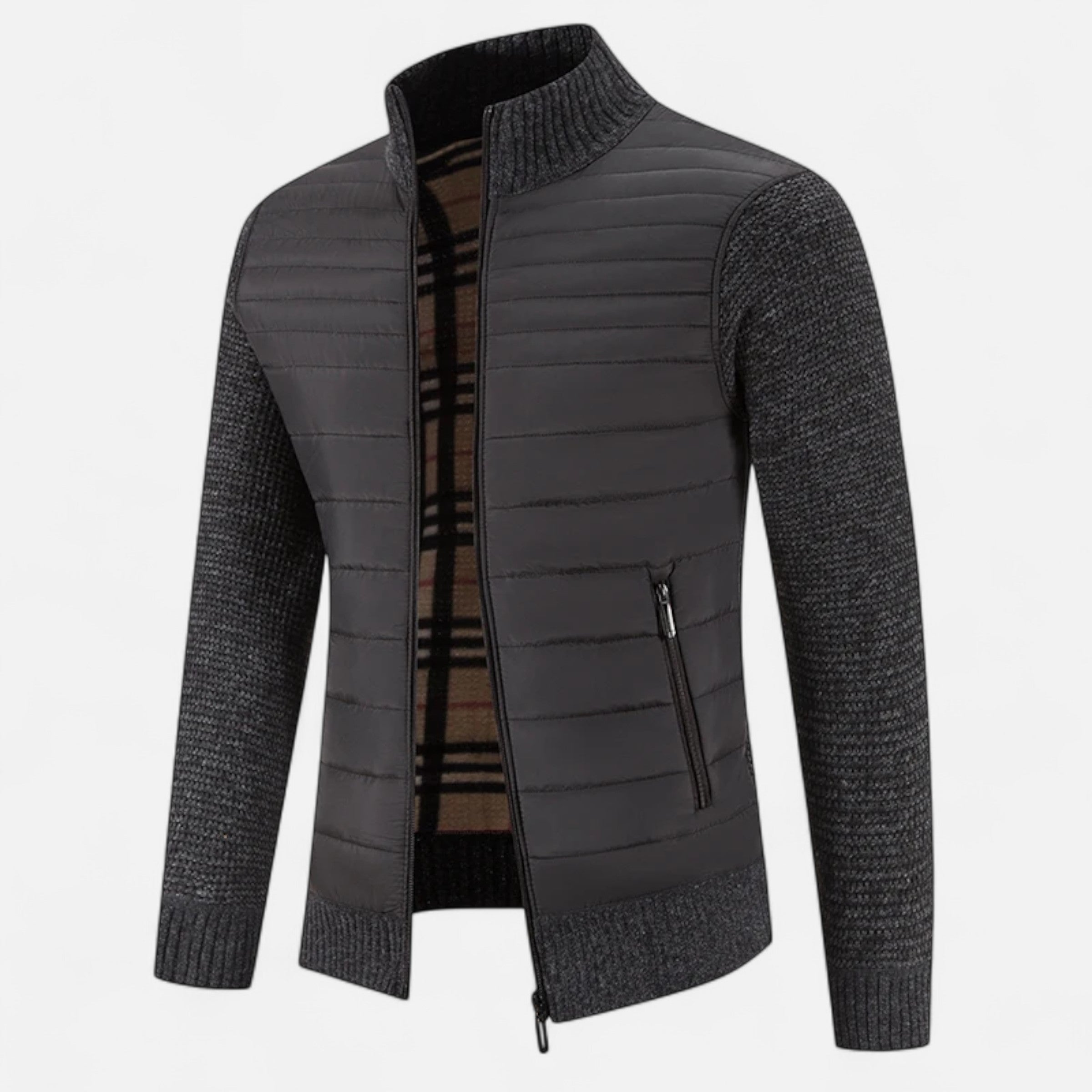 Volarno | Men’s Fleece Stand-Collar Patchwork Jacket