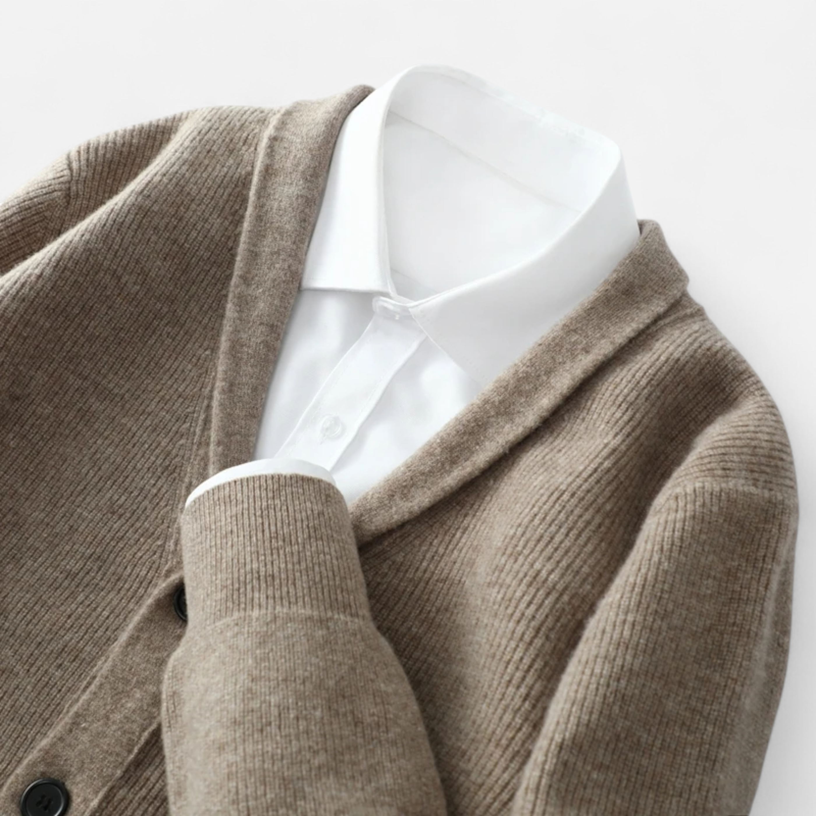 Volarno | Men’s Merino Wool Suit-Collar Cardigan