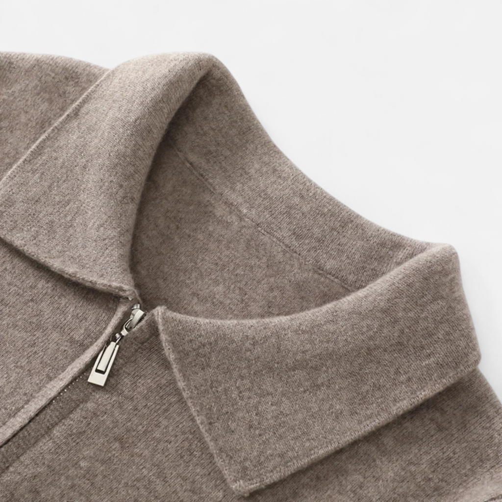 Volarno | Men’s Wool-Cashmere Zip Business Sweater