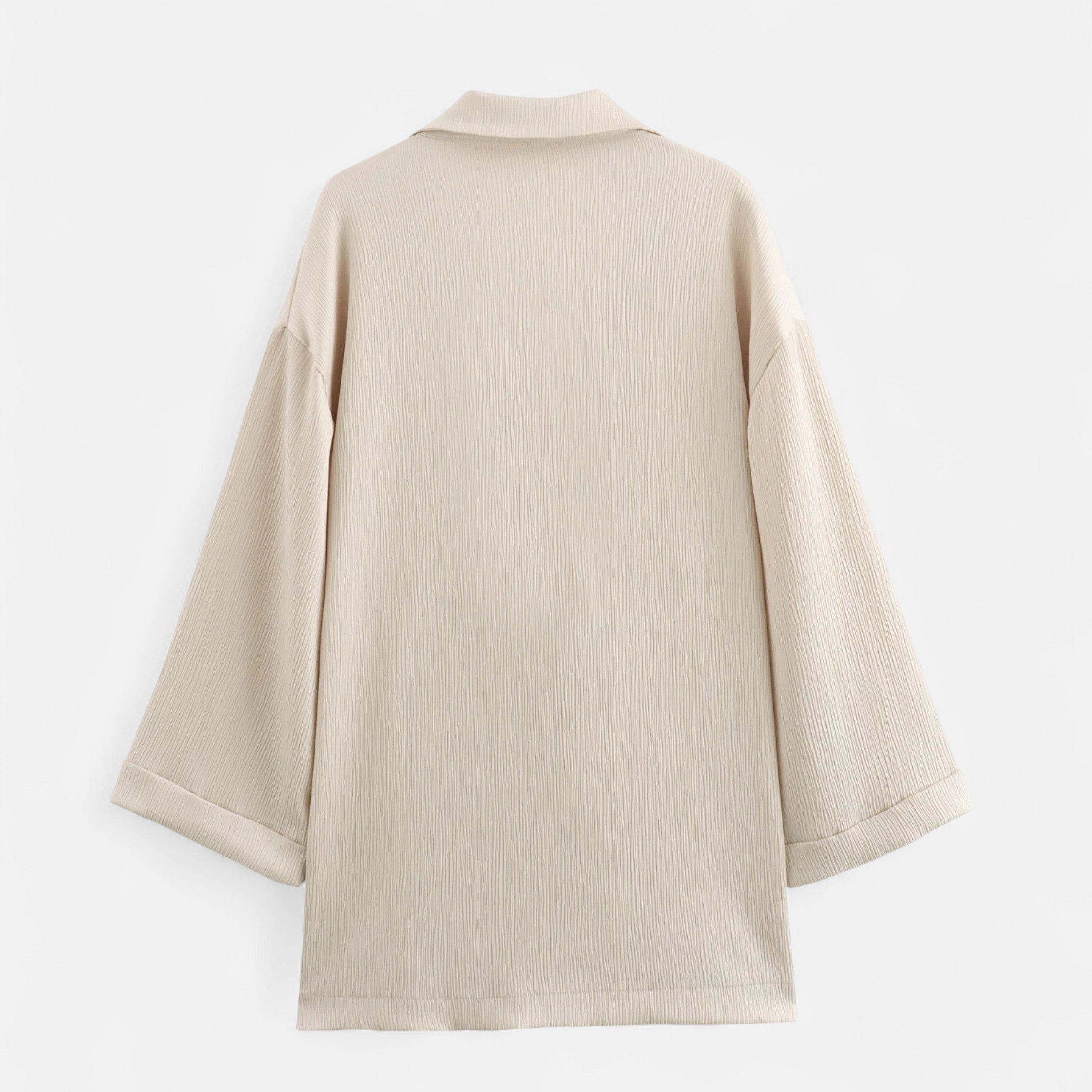 Volarno | Women’s Wrinkled Suit Jacket & Pants Set – Sculpted Autumn Elegance