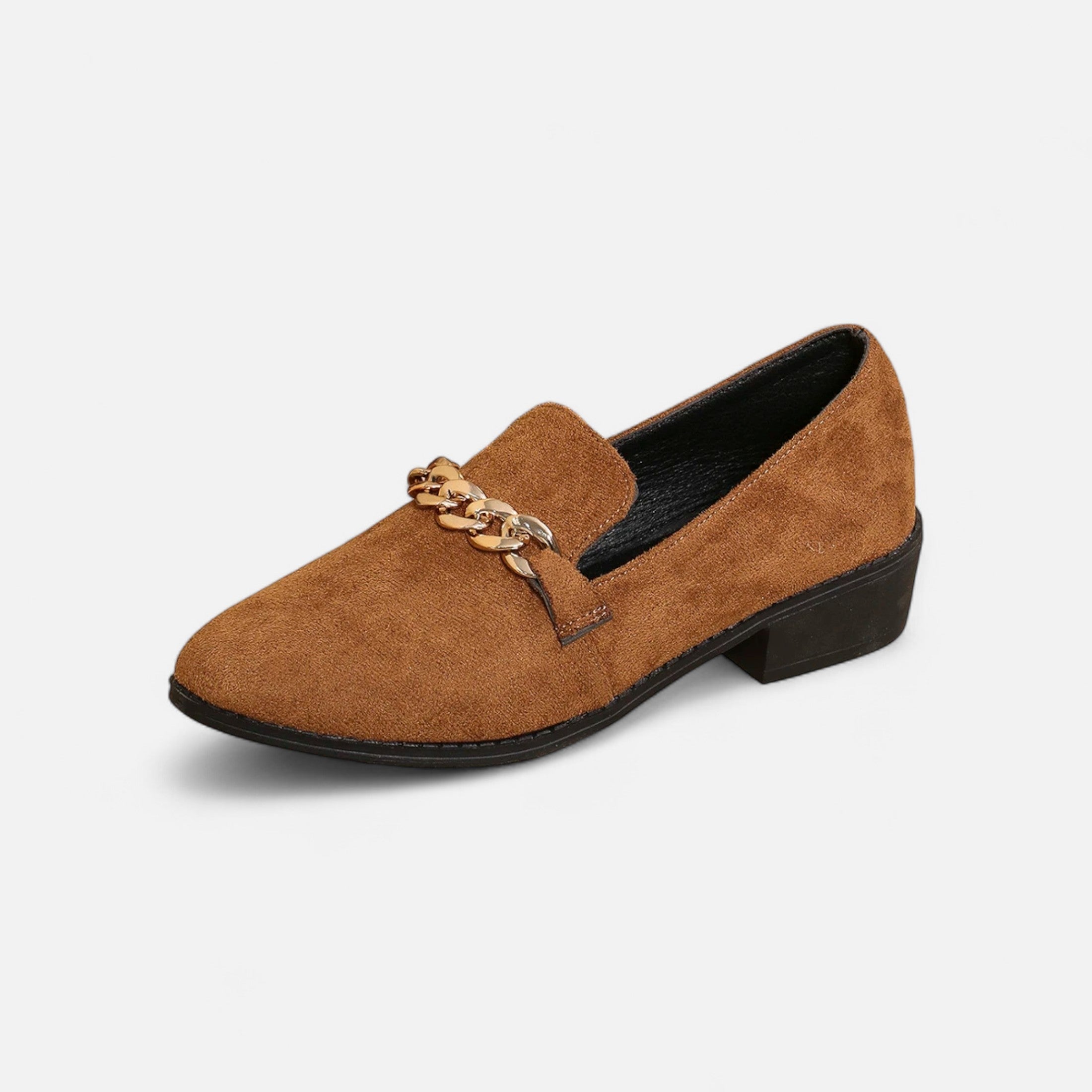 Volarno | Women’s Suede Loafers – Leopard Print Mid-Heel