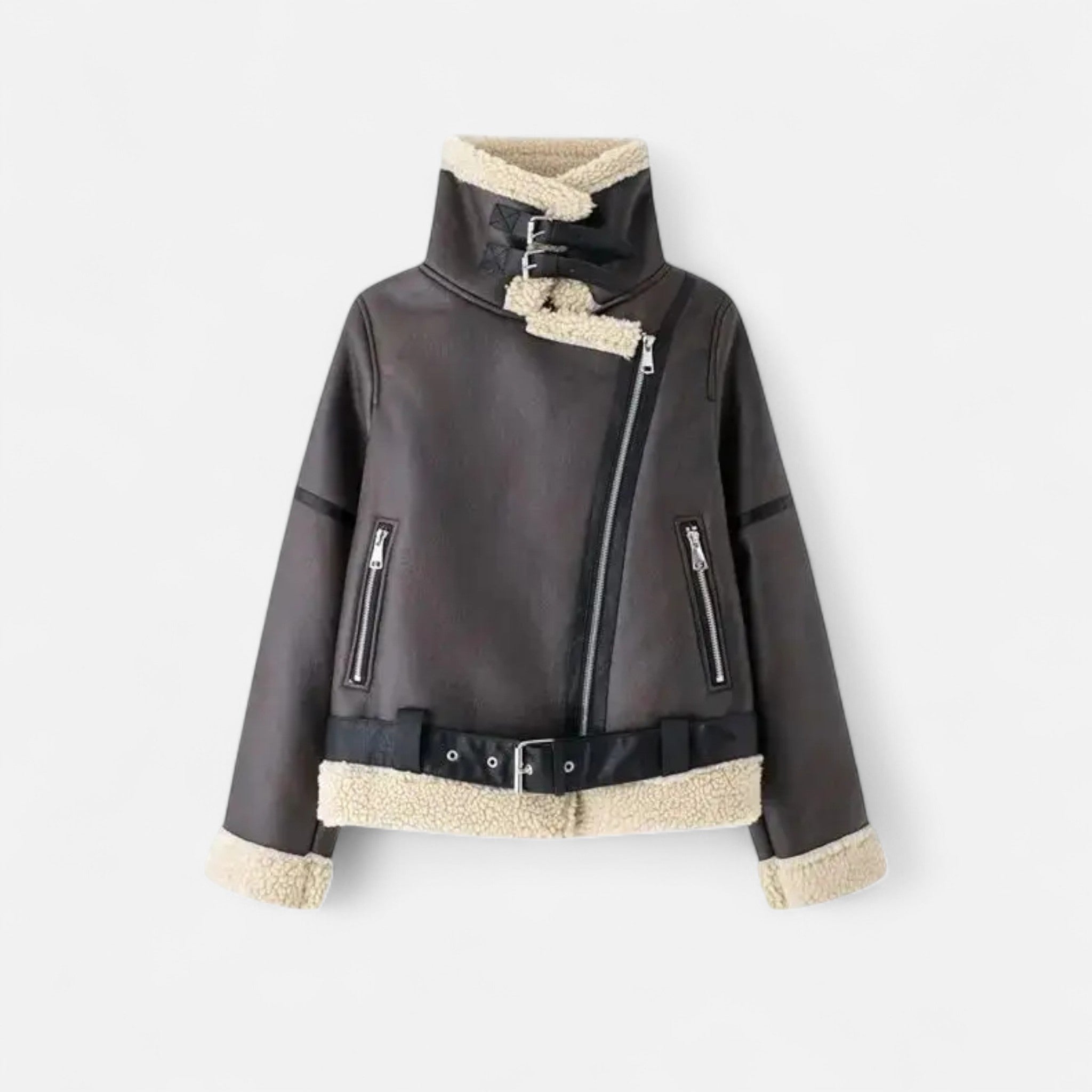 Volarno | Women’s Autumn Belted Leather Jacket