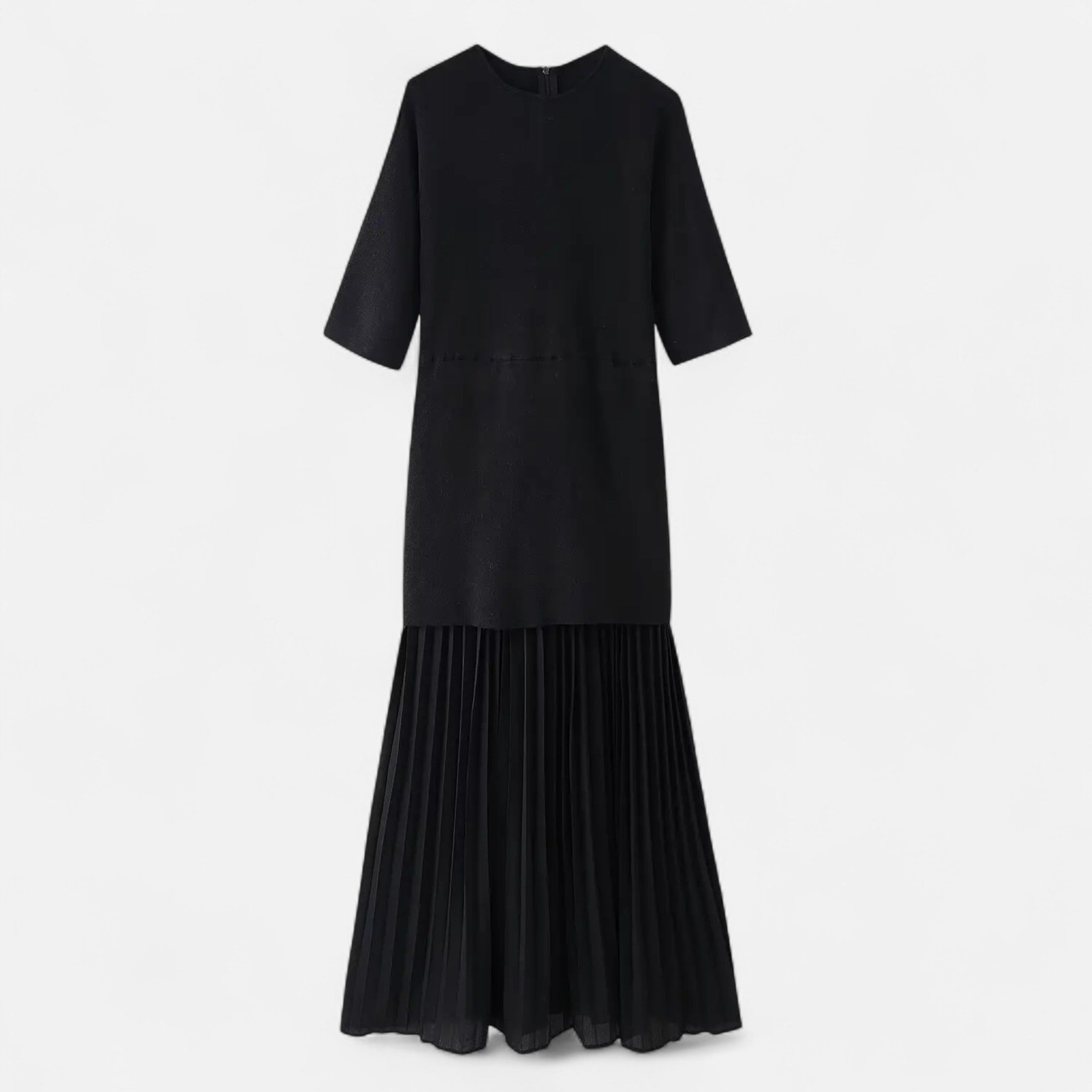 Volarno | Women’s Vintage Pleated Dress – Half Sleeve Autumn Elegance