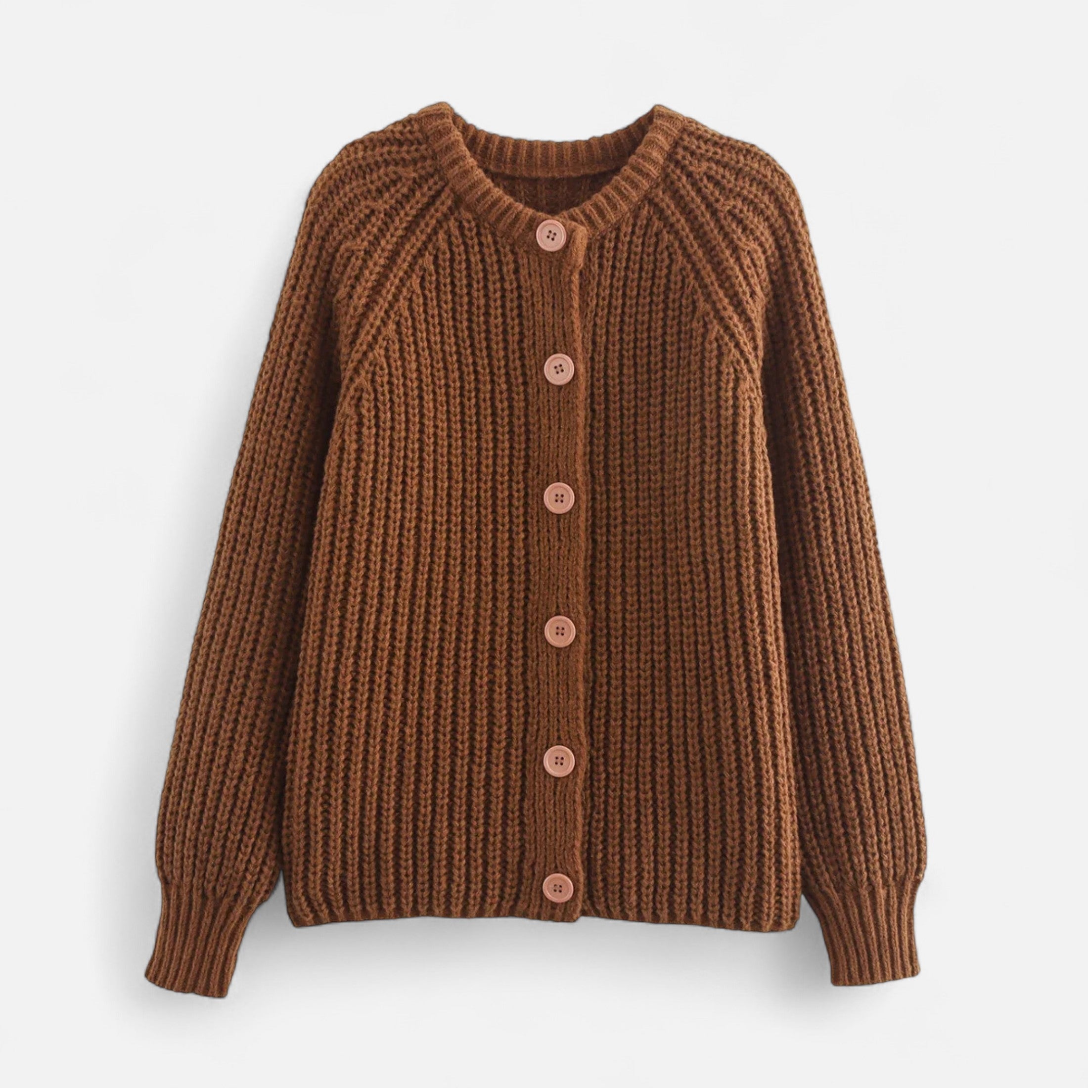 Volarno | Women’s Vintage Round Neck Knit Cardigan – Effortless Autumn Grace