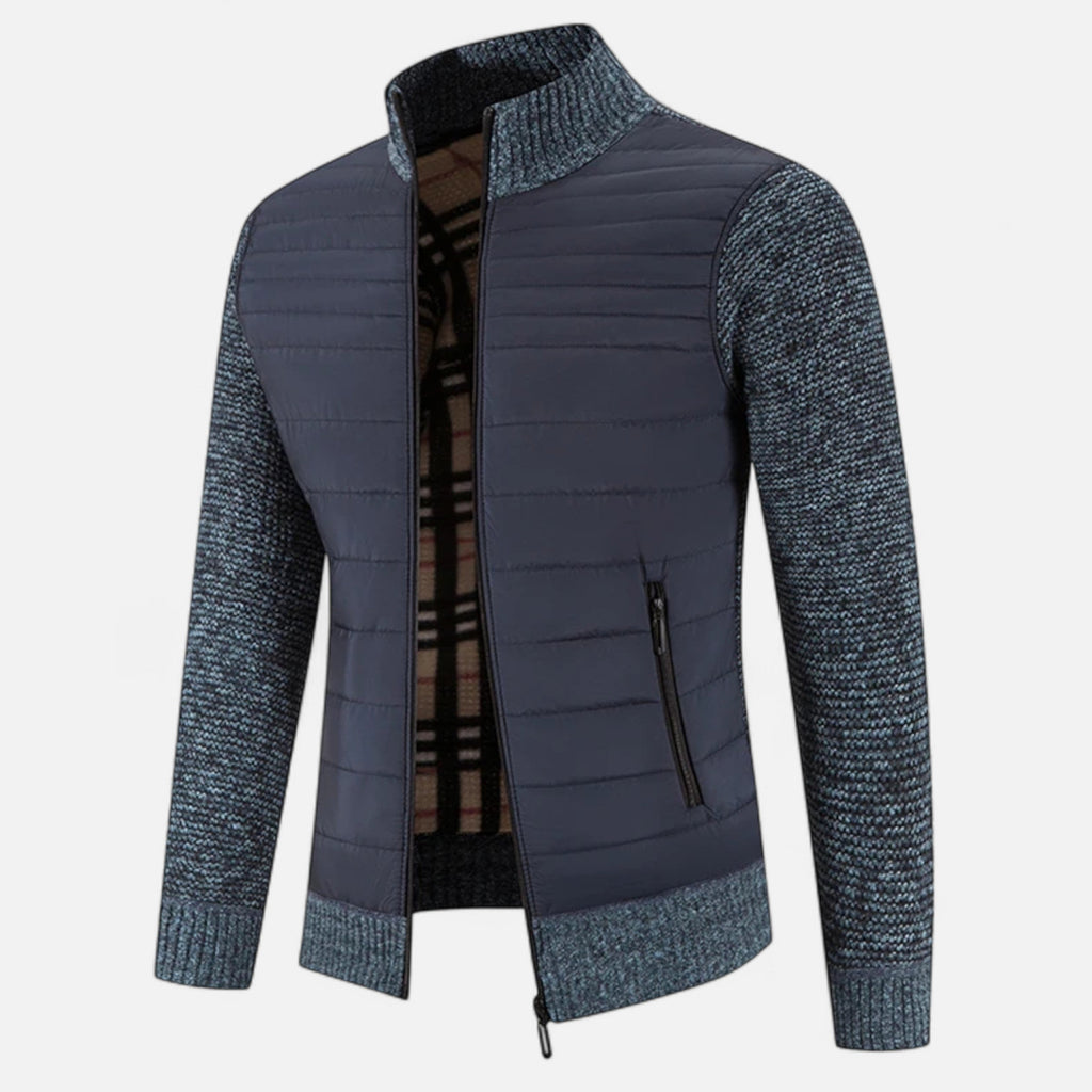 Volarno | Men’s Fleece Stand-Collar Patchwork Jacket