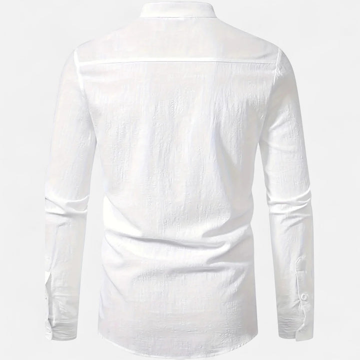 Volarno | Men’s Linen Henley – Heritage Collarless Style