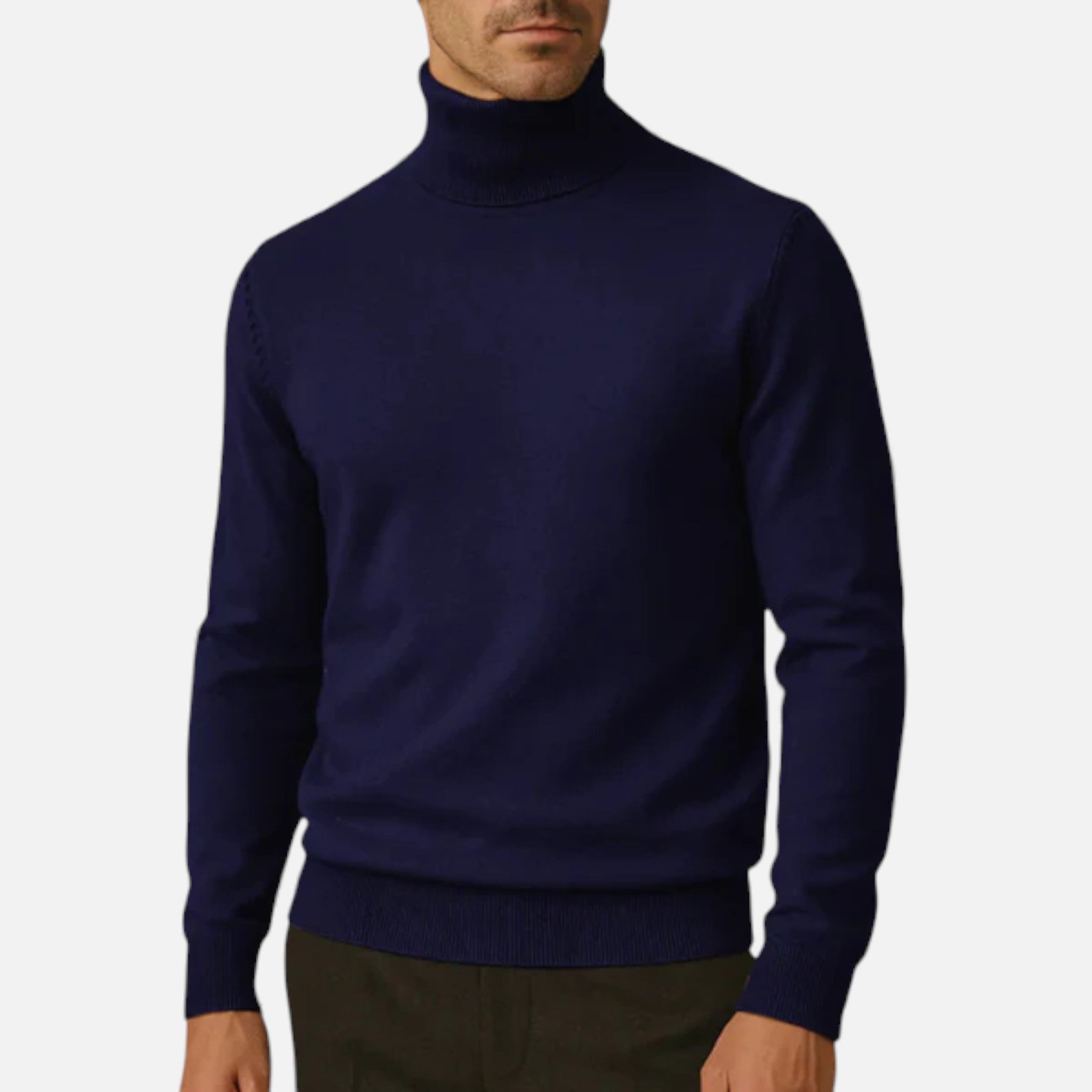 Volarno | Men’s Turtleneck Knit Pullover – Basil Edition