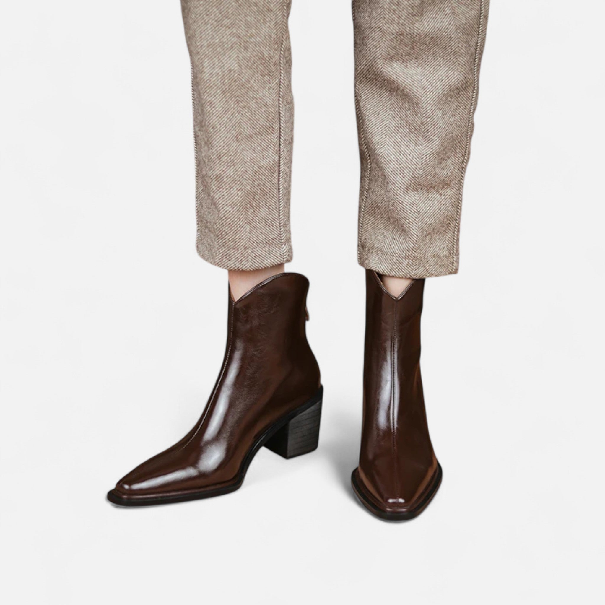 Volarno | Women’s Pointed Toe PU Leather Heeled Boots