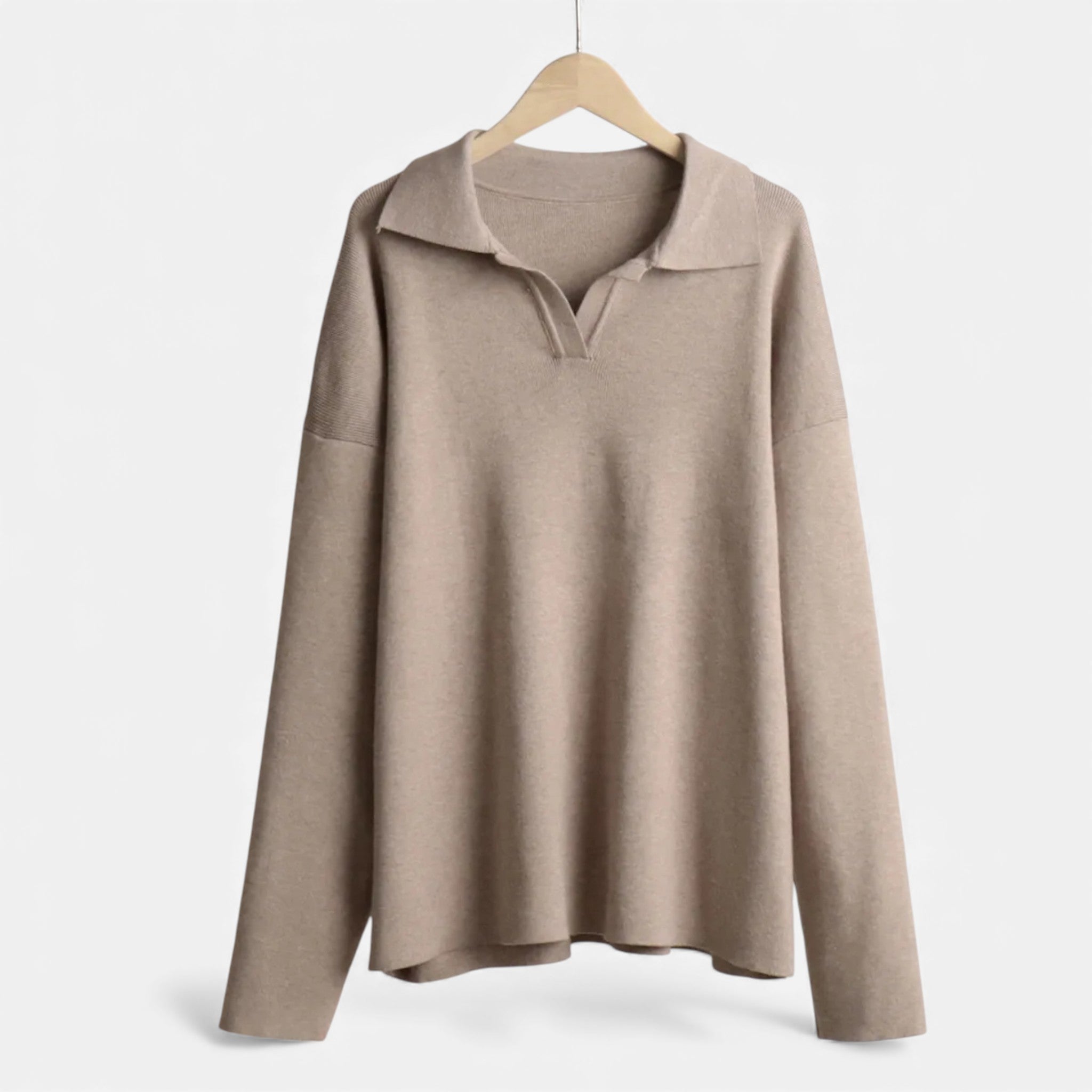 Volarno | Women’s Cashmere-Feel Polo Lounge Set with Elegant Knit Detail