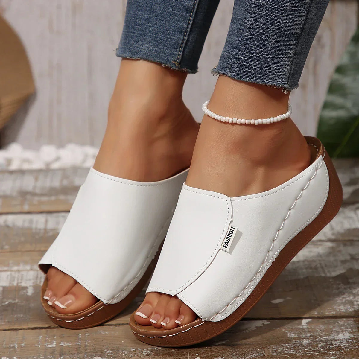 Volarno | Casual Slip-On Sandals with Mid-Heel Platform