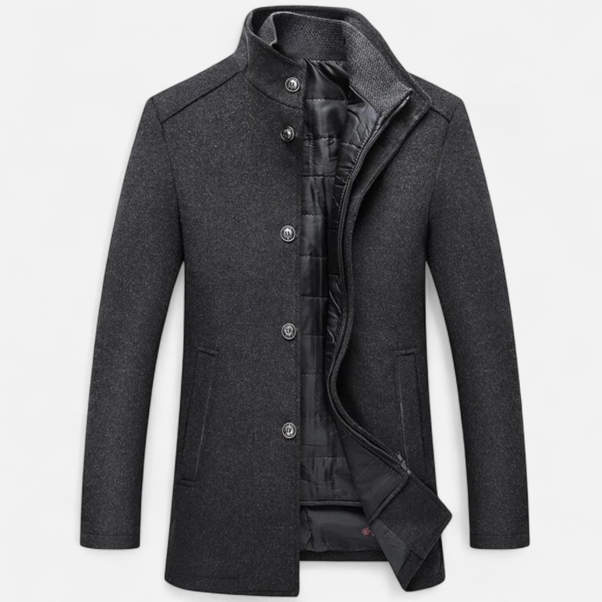 Volarno | Men’s Long Wool Overcoat with Vest
