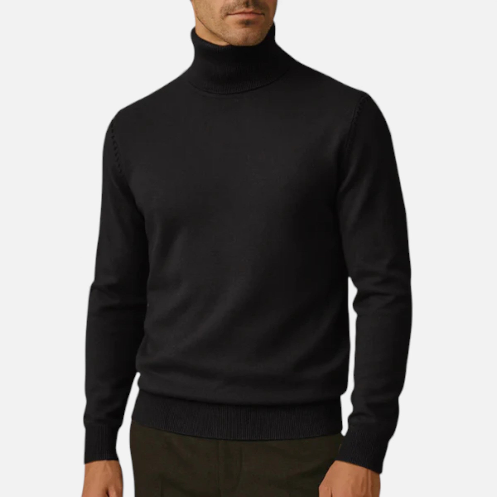 Volarno | Men’s Turtleneck Knit Pullover – Basil Edition