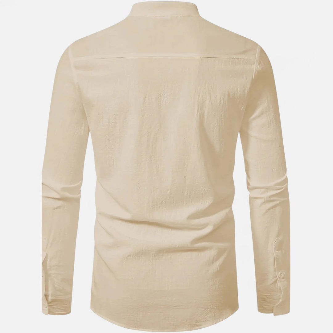 Volarno | Men’s Linen Henley – Heritage Collarless Style