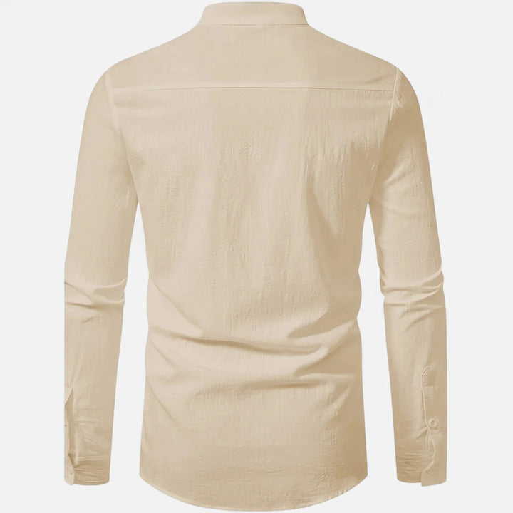 Volarno | Men’s Linen Henley – Heritage Collarless Style