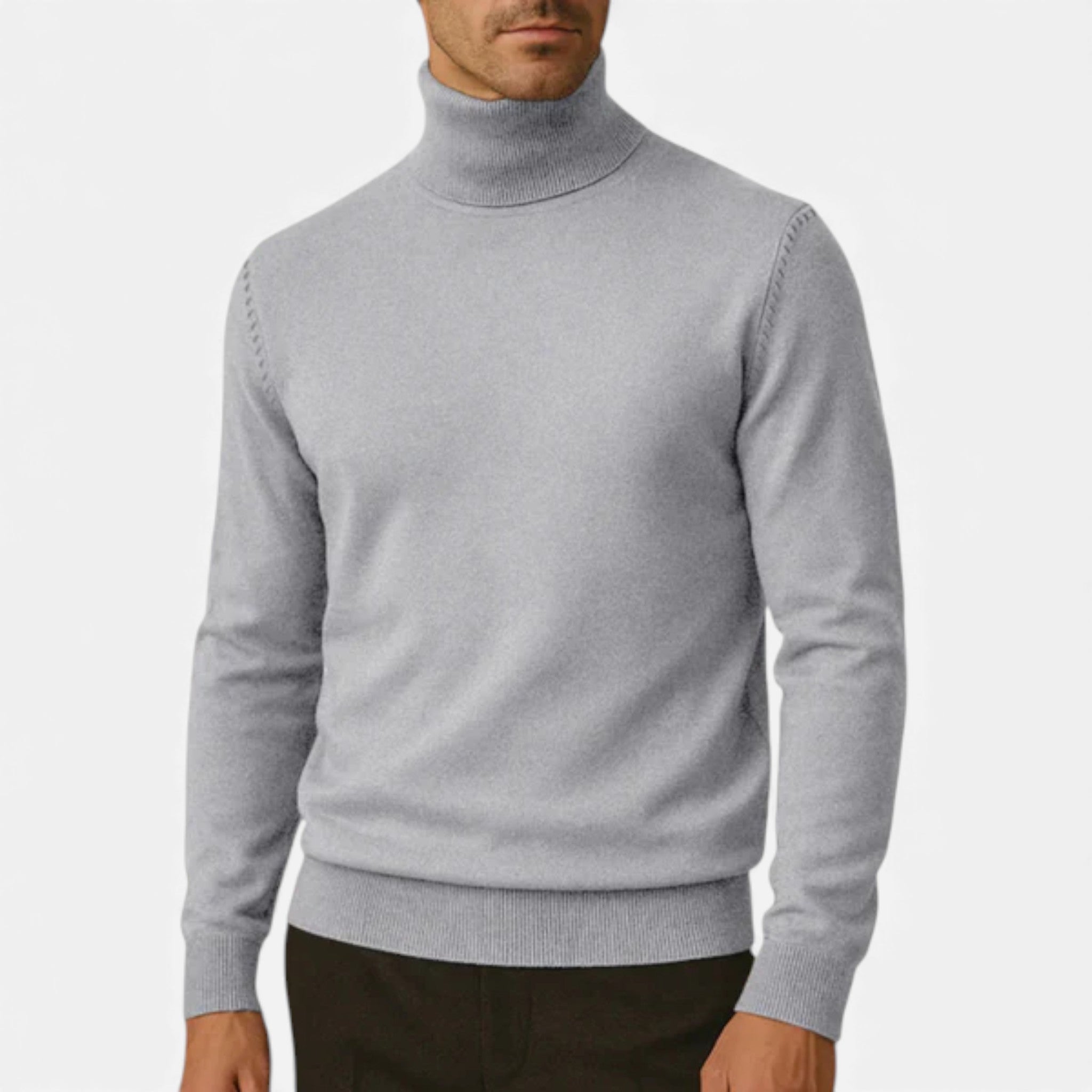 Volarno | Men’s Turtleneck Knit Pullover – Basil Edition