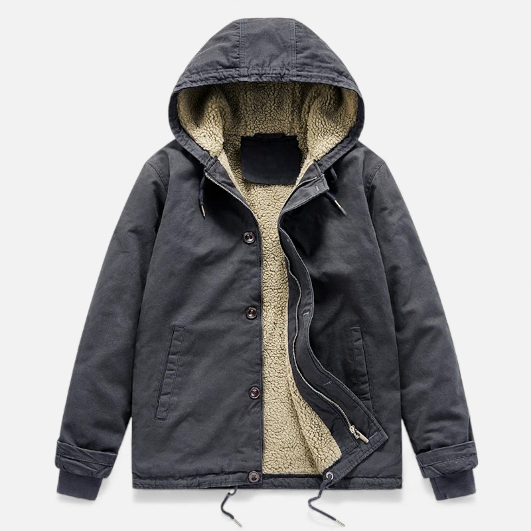 Volarno | Men’s Lamb Fleece Hooded Winter Coat