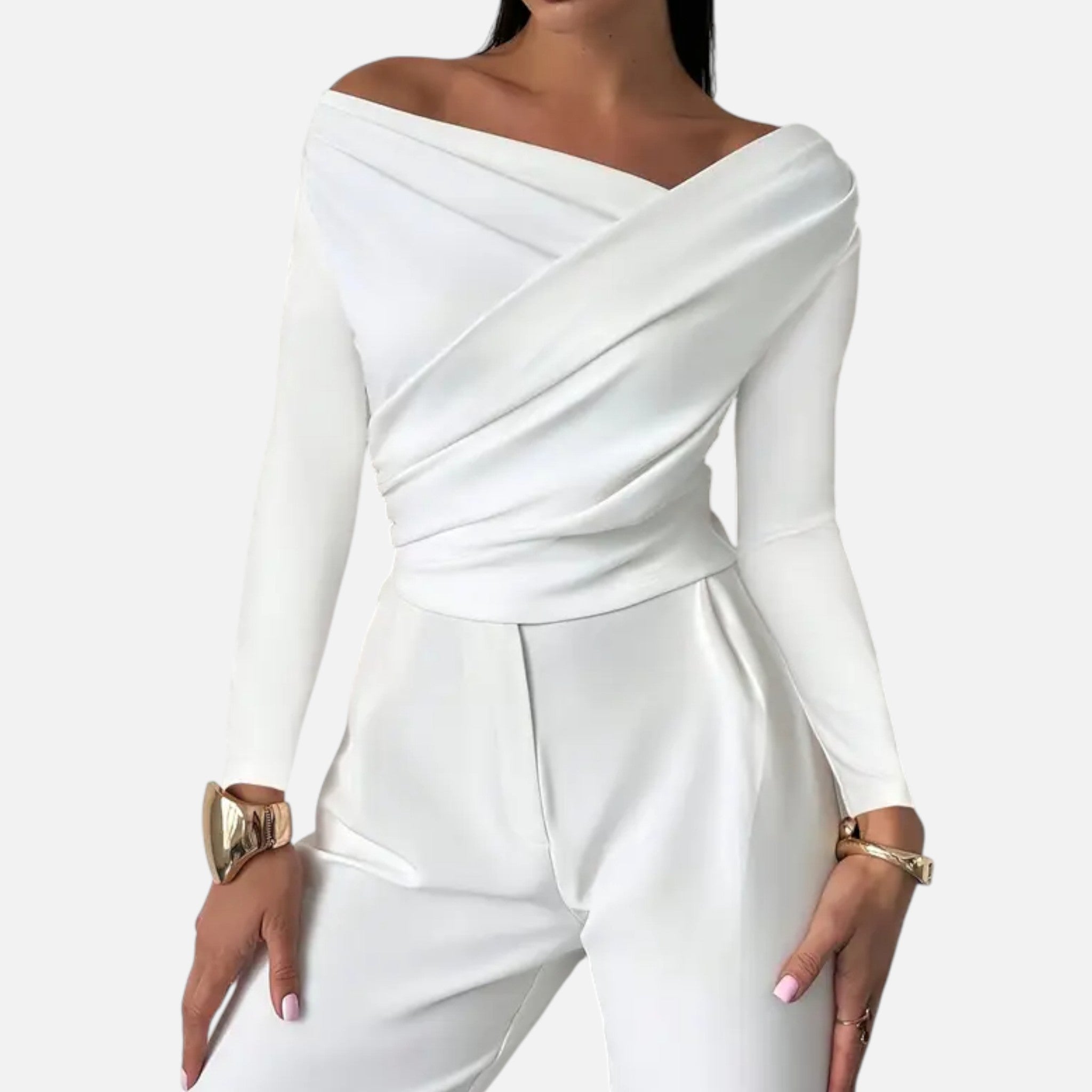 Volarno | Women's Timeless Cross-Over Collar Blouse